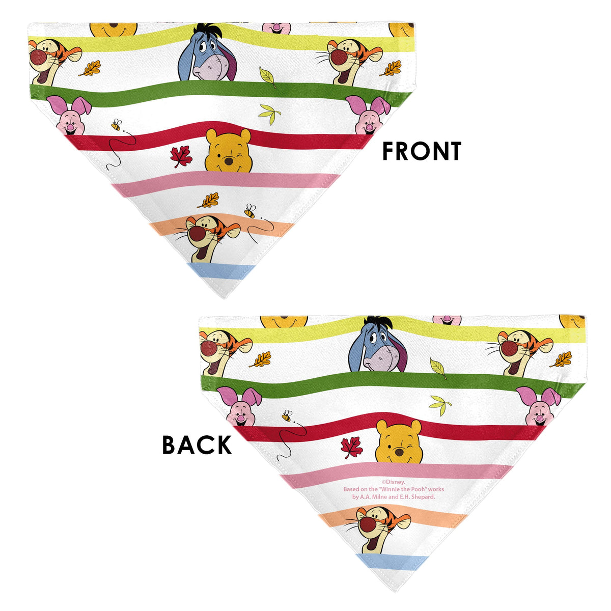 Pet Bandana - Winnie the Pooh and Friends Poses Stripe White/Multi Color