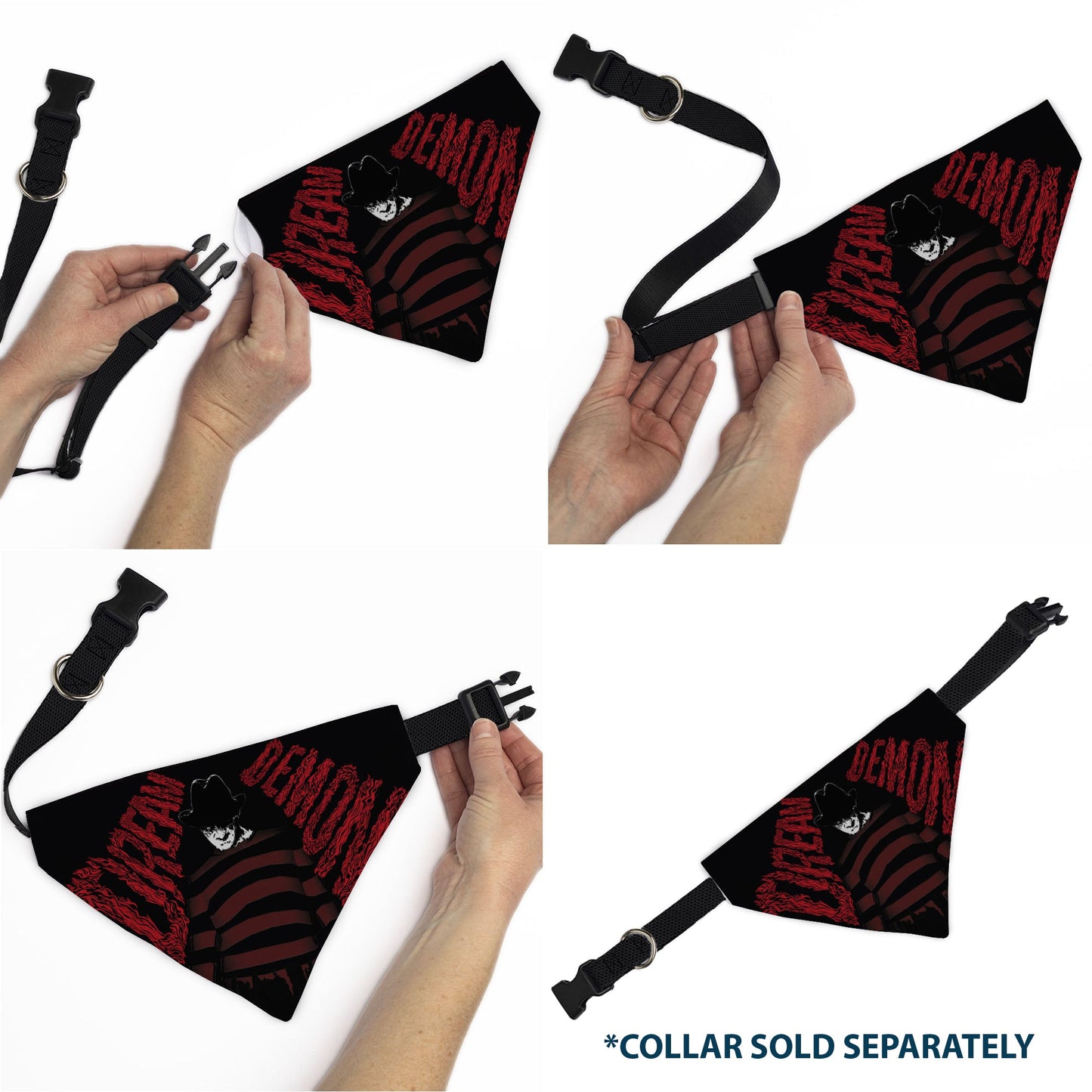 Pet Bandana - A Nightmare on Elm Street Freddy DREAM DEMON Pose Black/Red