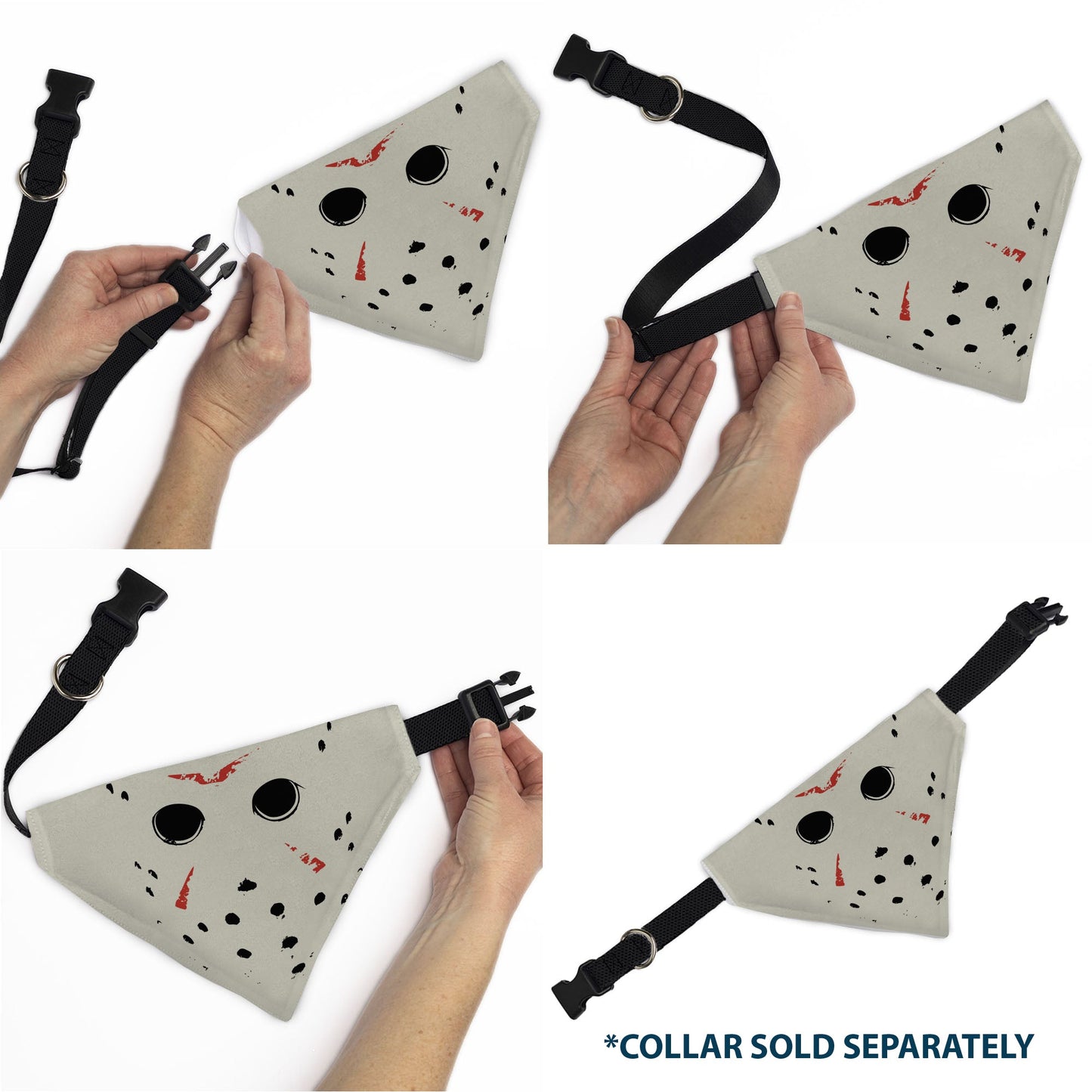 Pet Bandana - FRIDAY THE 13TH Hockey Mask Close-Up White/Black/Red