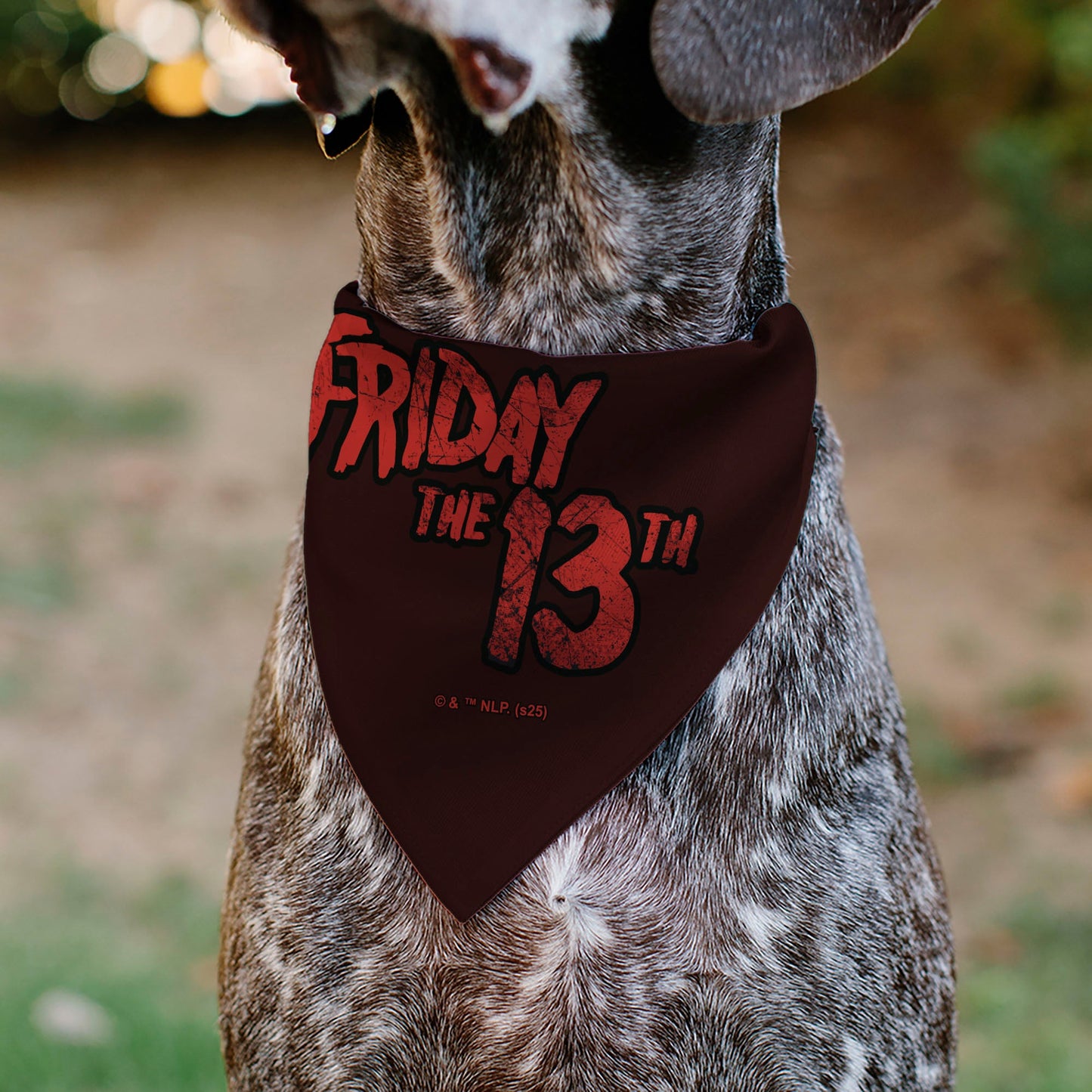 Pet Bandana - FRIDAY THE 13TH Jason Hockey Mask Cityscape and Title Logo Black/Red
