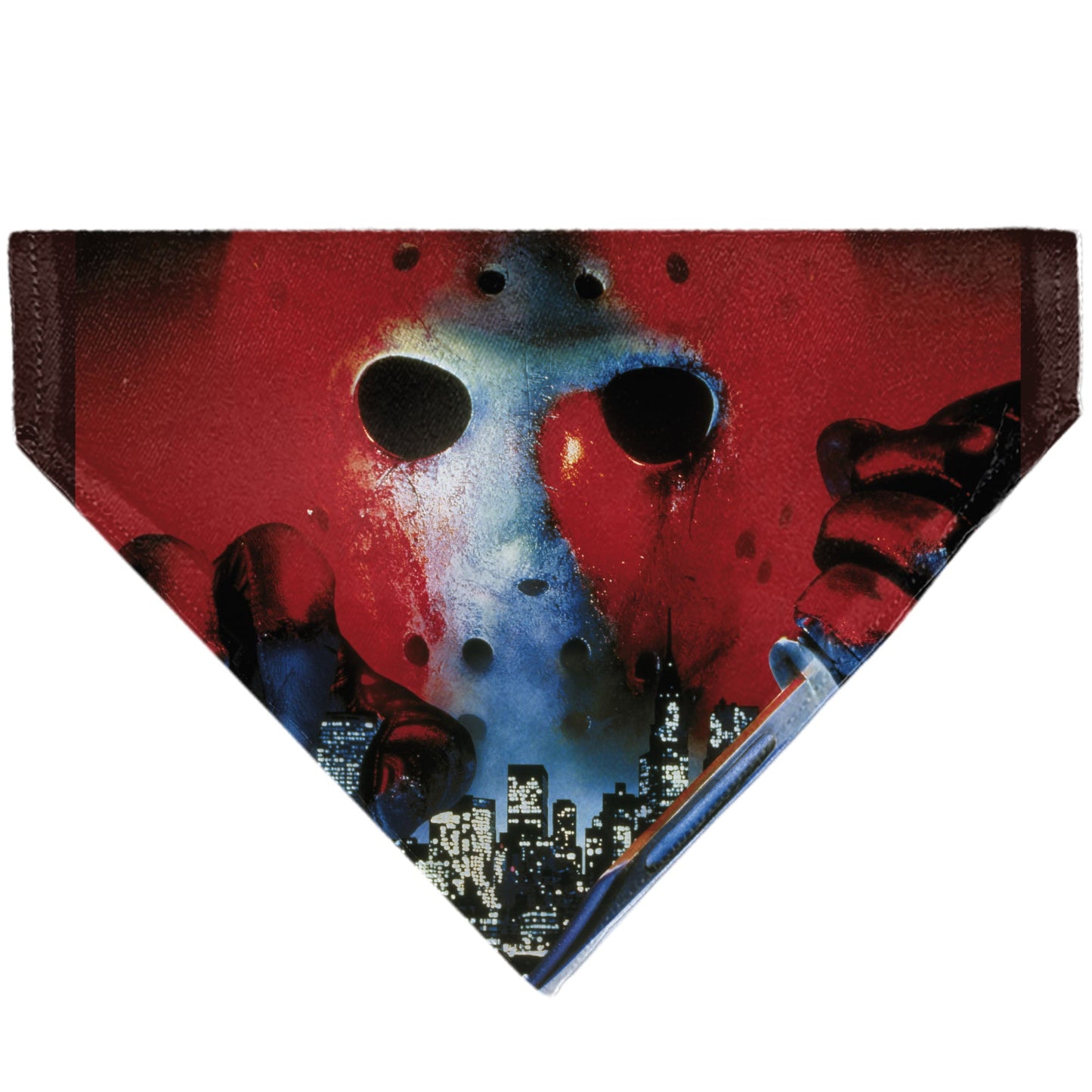 Pet Bandana - FRIDAY THE 13TH Jason Hockey Mask Cityscape and Title Logo Black/Red