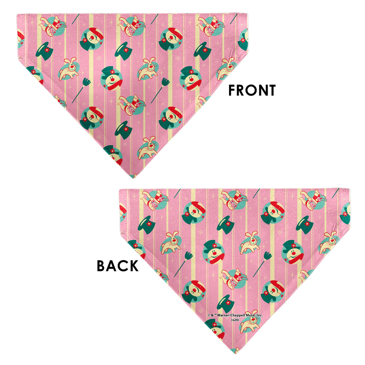 Pet Bandana - Frosty the Snowman Character Icon Stripe Pink/Beige