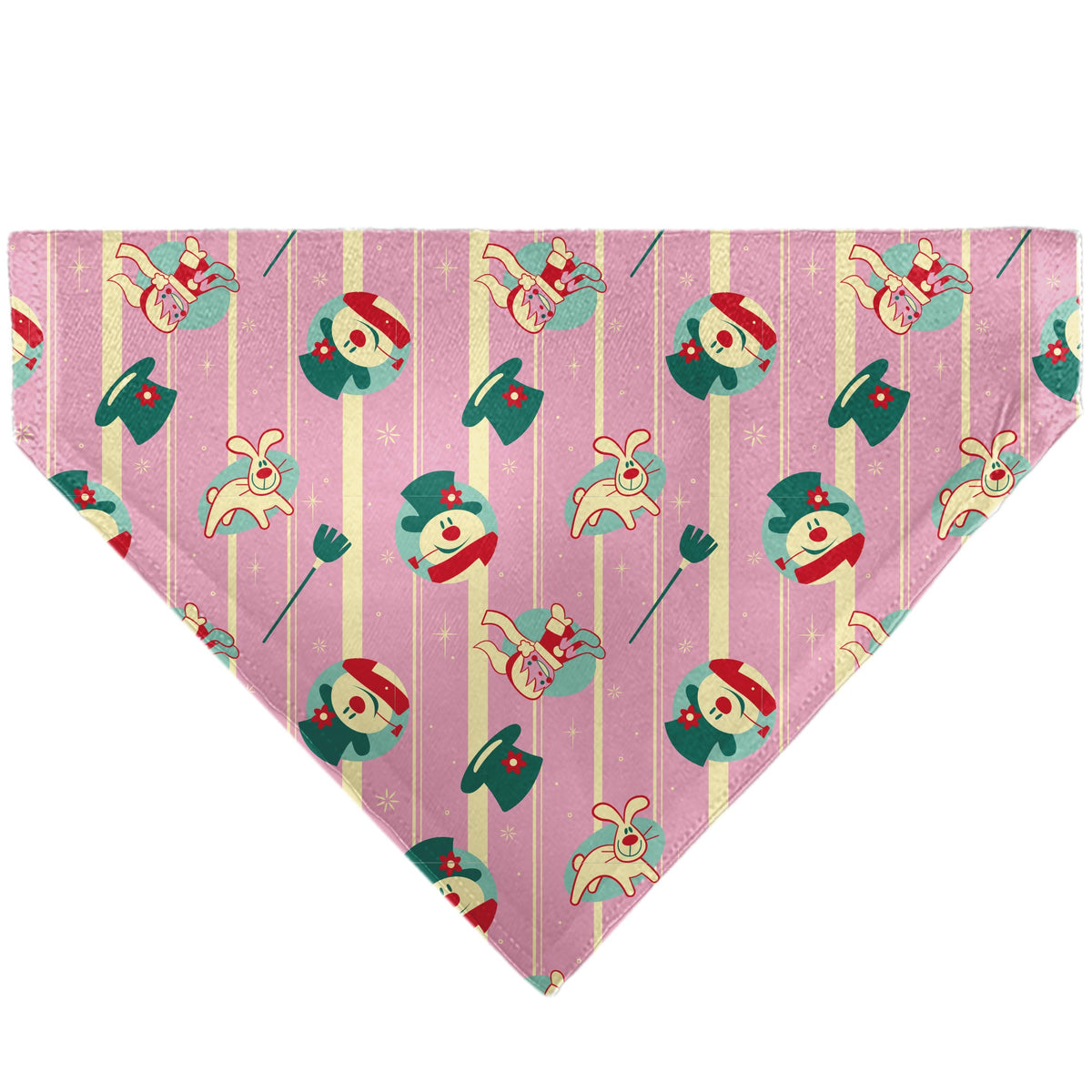Pet Bandana - Frosty the Snowman Character Icon Stripe Pink/Beige