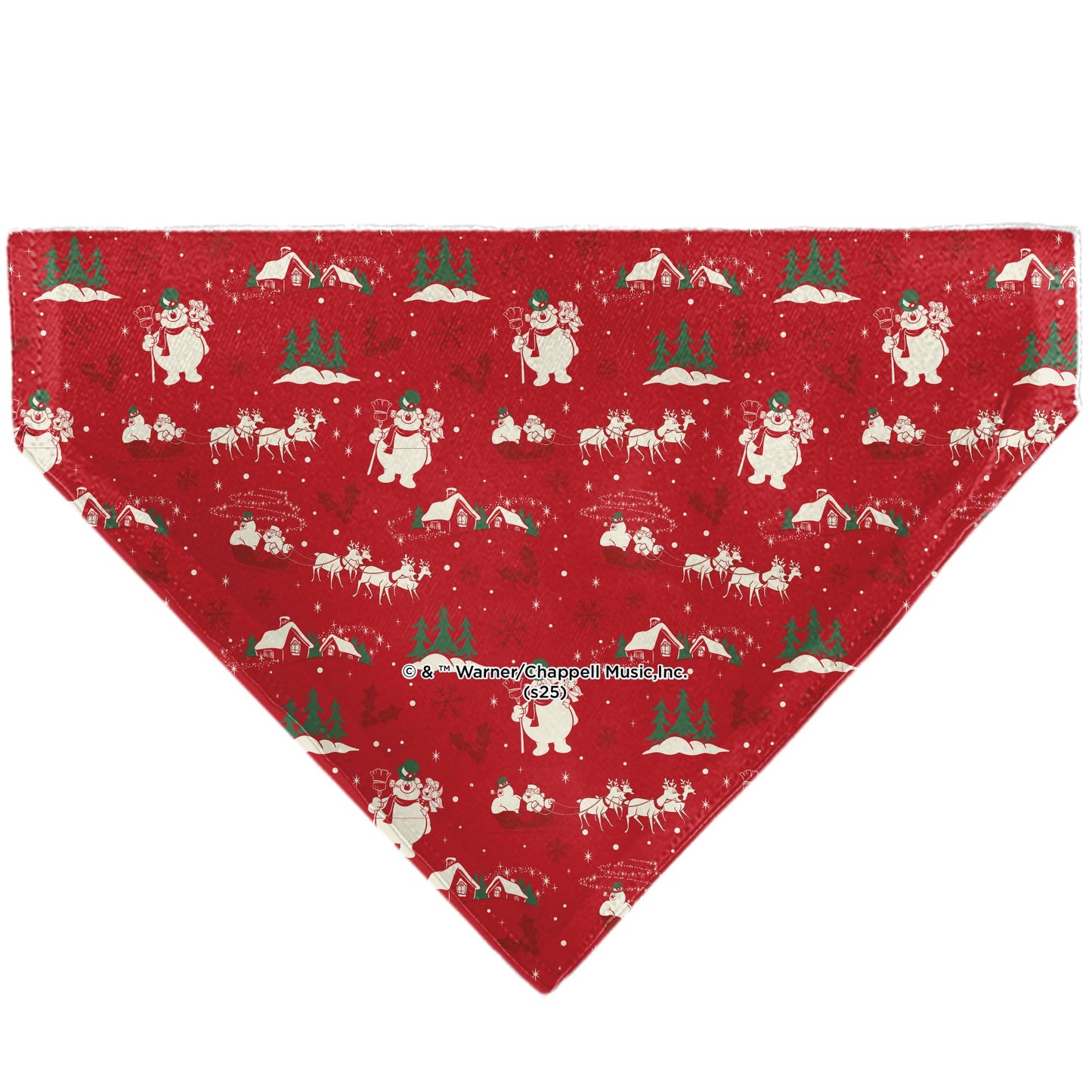 Pet Bandana - FROSTY THE SNOWMAN and Karen Pose and Title Logo Red/White/Green