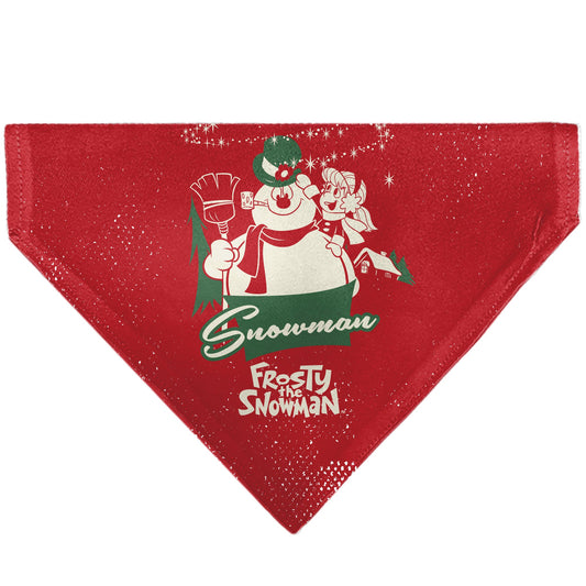 Pet Bandana - FROSTY THE SNOWMAN and Karen Pose and Title Logo Red/White/Green