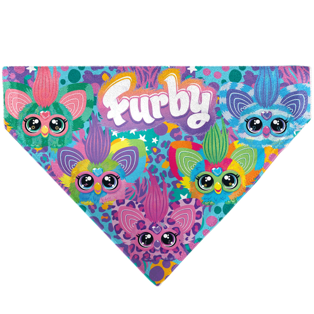 Pet Bandana - FURBY Five Furblets Faces and Logo Multi Color