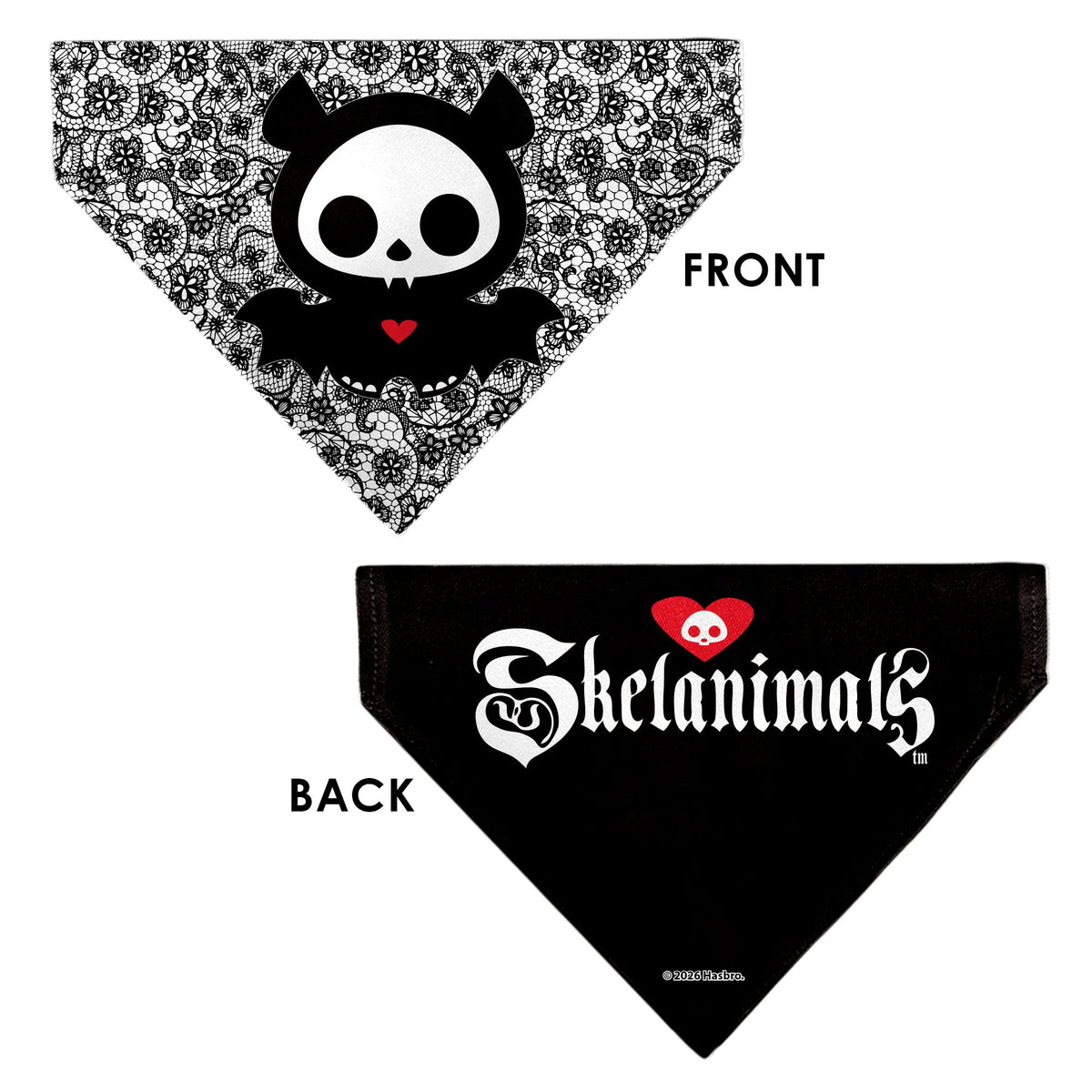 Pet Bandana - Skelanimals Diego Pose and Title Logo White/Black
