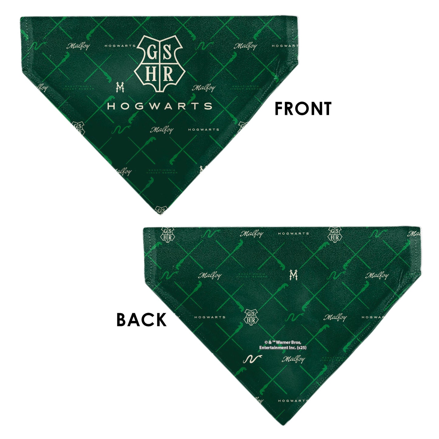 Pet Bandana - HOGWARTS MALFOY Monogram Icons Greens/White