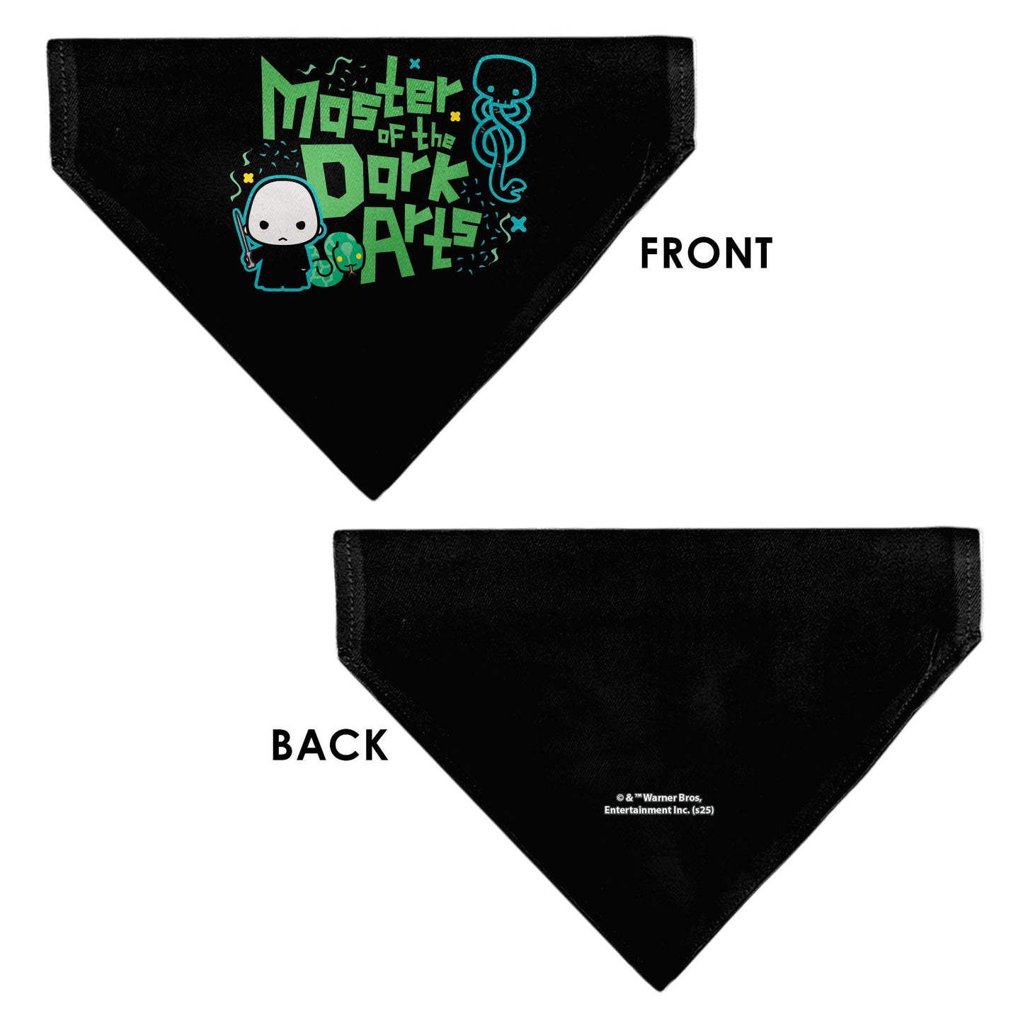 Pet Bandana - Chibi Voldemort MASTER OF THE DARK ARTS Pose Black/Greens/Blues