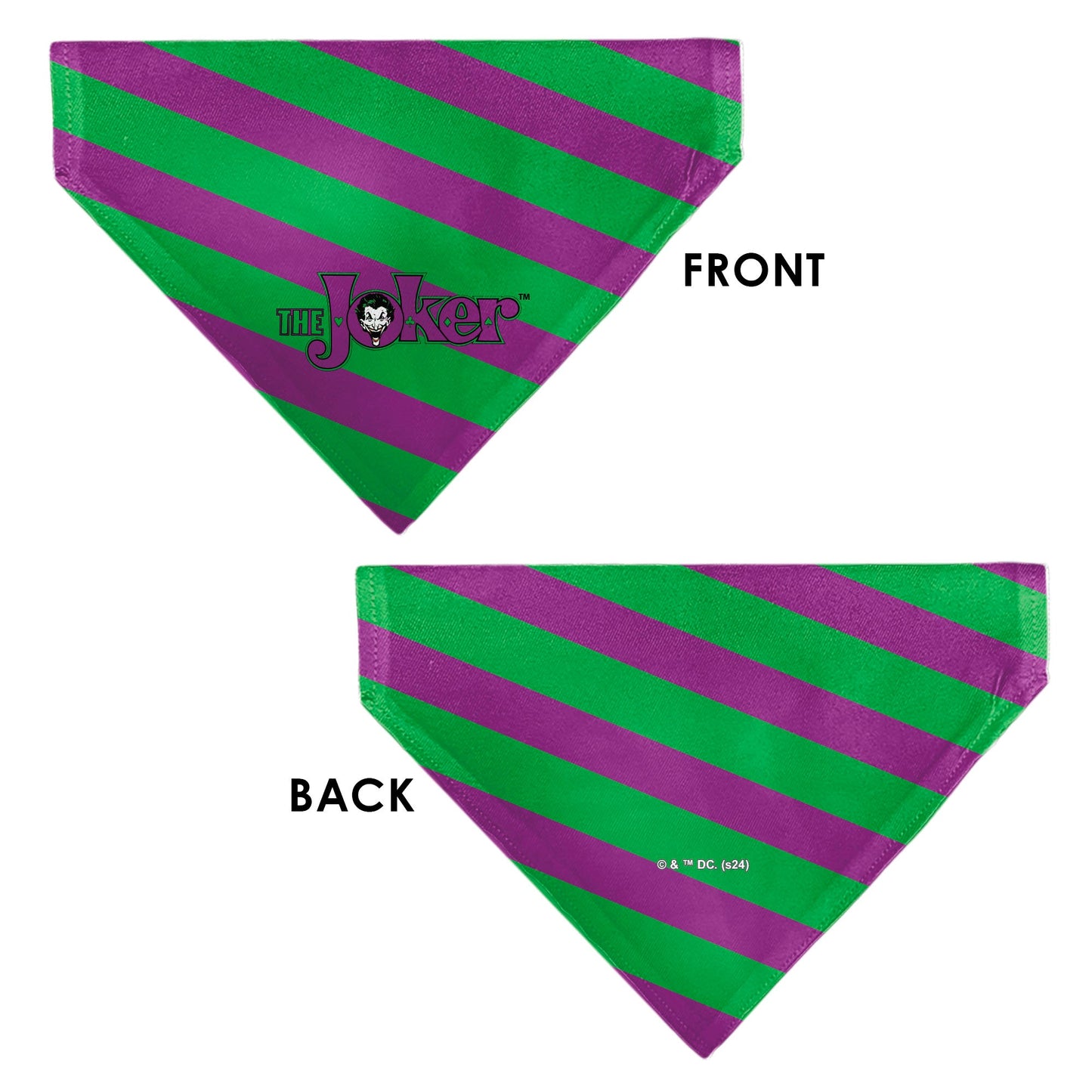 Pet Bandana - THE JOKER Title Logo and Stripe Green/Purple