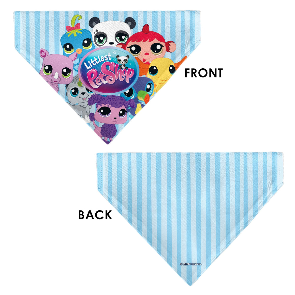 Pet Bandana - LITTLEST PET SHOP Animal Poses and Title Logo Stripe Blues