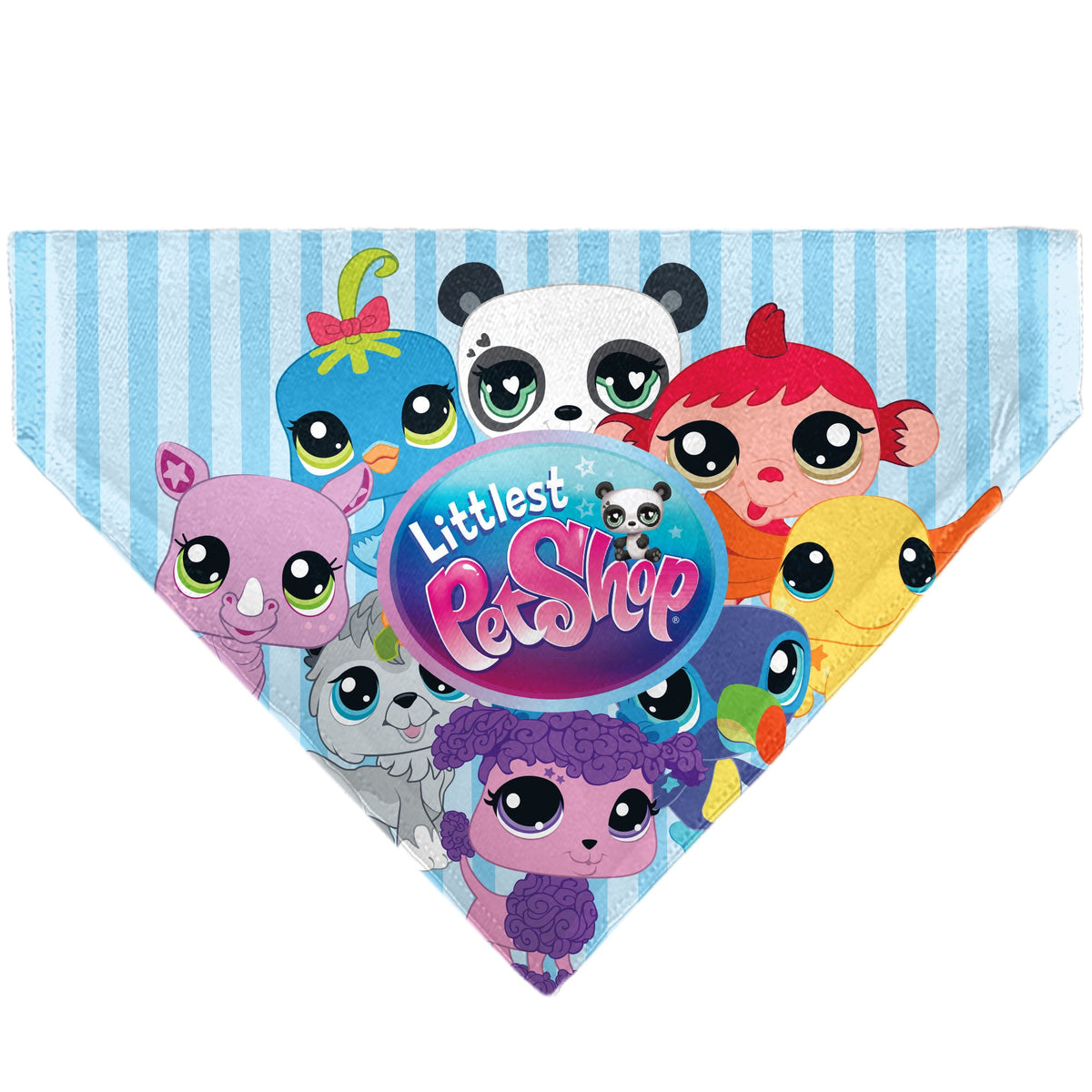 Pet Bandana - LITTLEST PET SHOP Animal Poses and Title Logo Stripe Blues