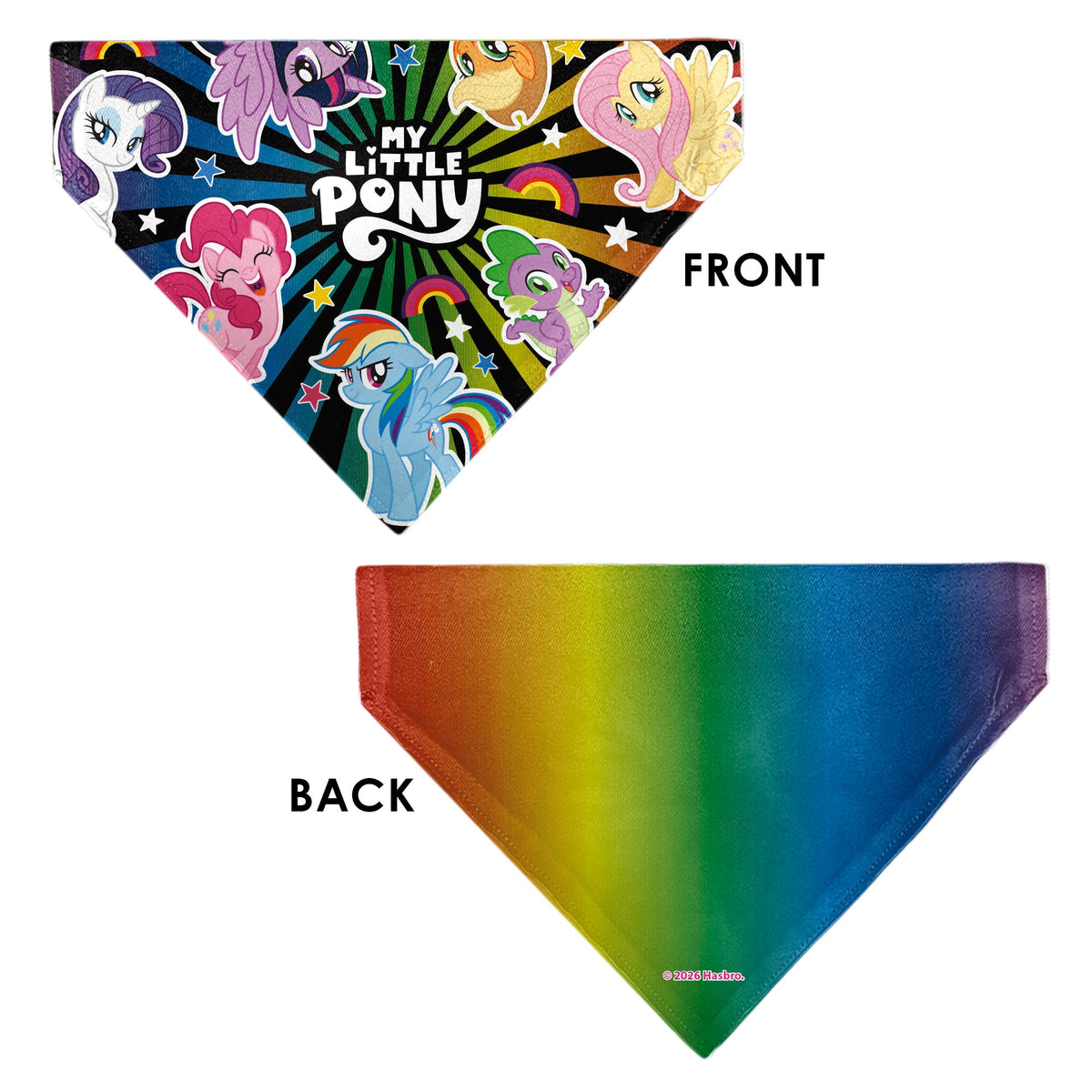 Pet Bandana - MY LITTLE PONY Mane Six and Spike Sunburst Black/Multi Color
