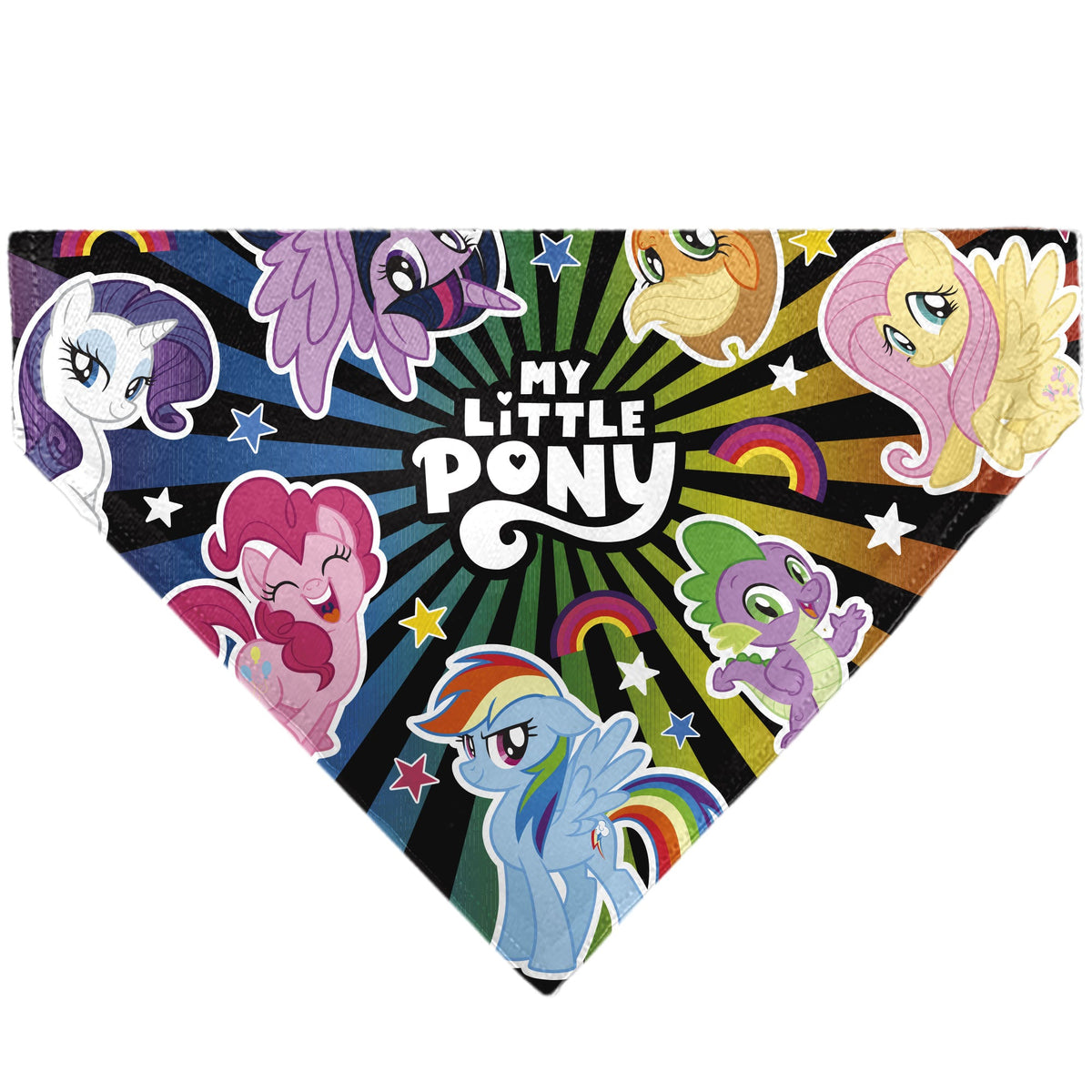 Pet Bandana - MY LITTLE PONY Mane Six and Spike Sunburst Black/Multi Color