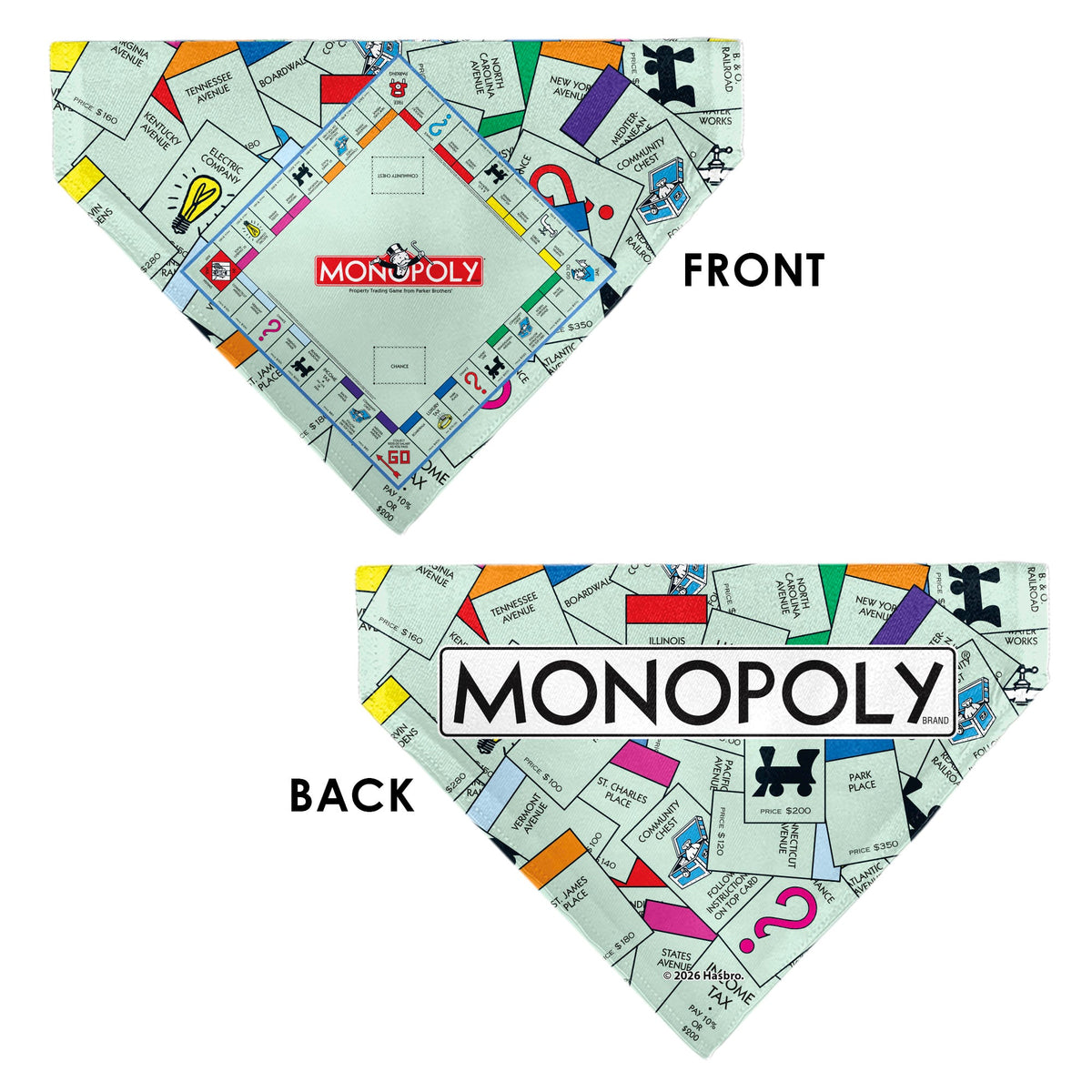 Pet Bandana - Monopoly Game Board and Space Icons Stacked