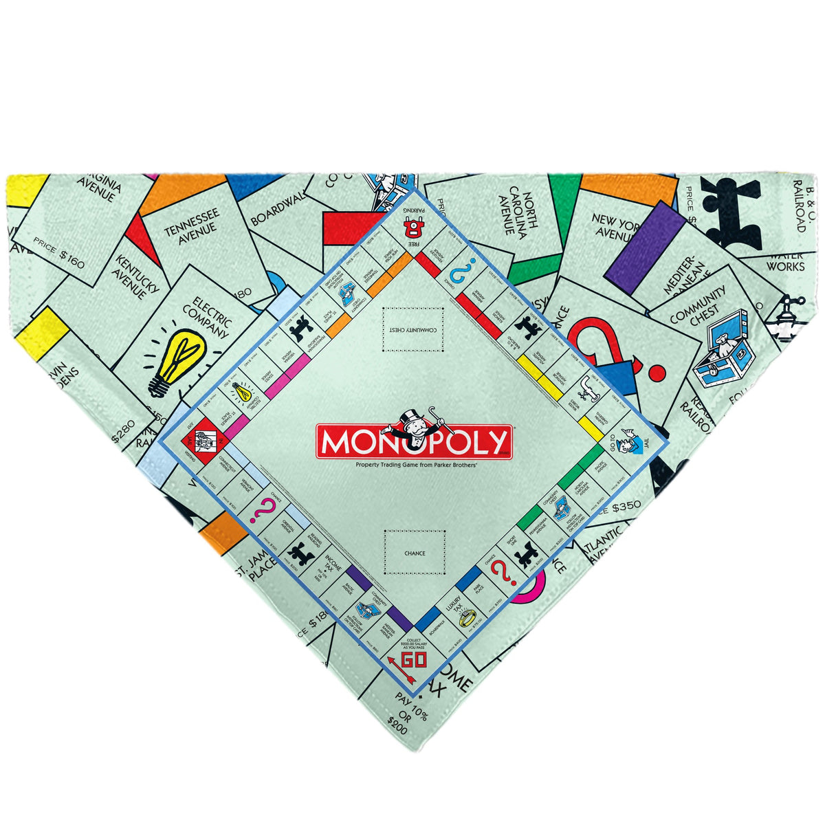 Pet Bandana - Monopoly Game Board and Space Icons Stacked