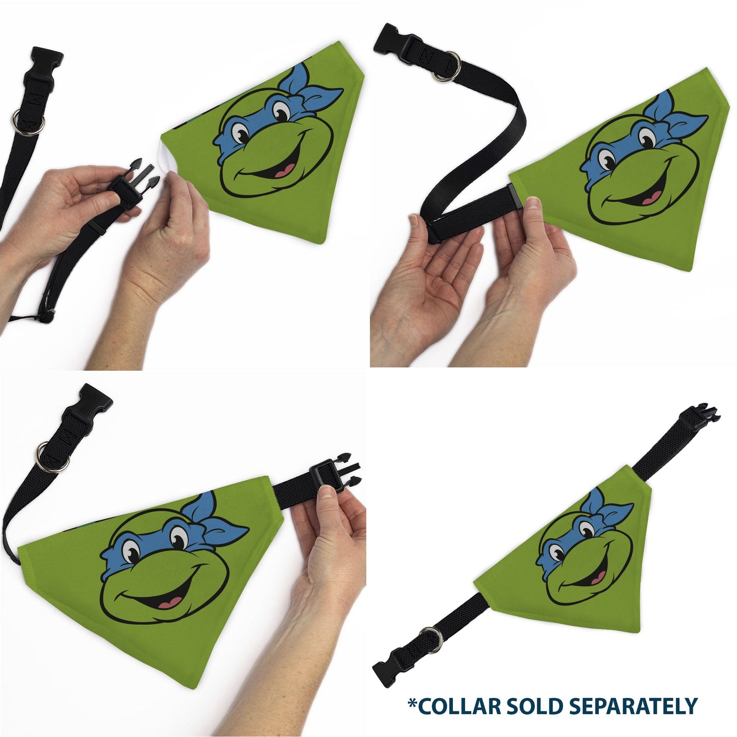 Pet Bandana - Ninja Turtles Leonardo Face and Turtle Shell Character Close-Up Green