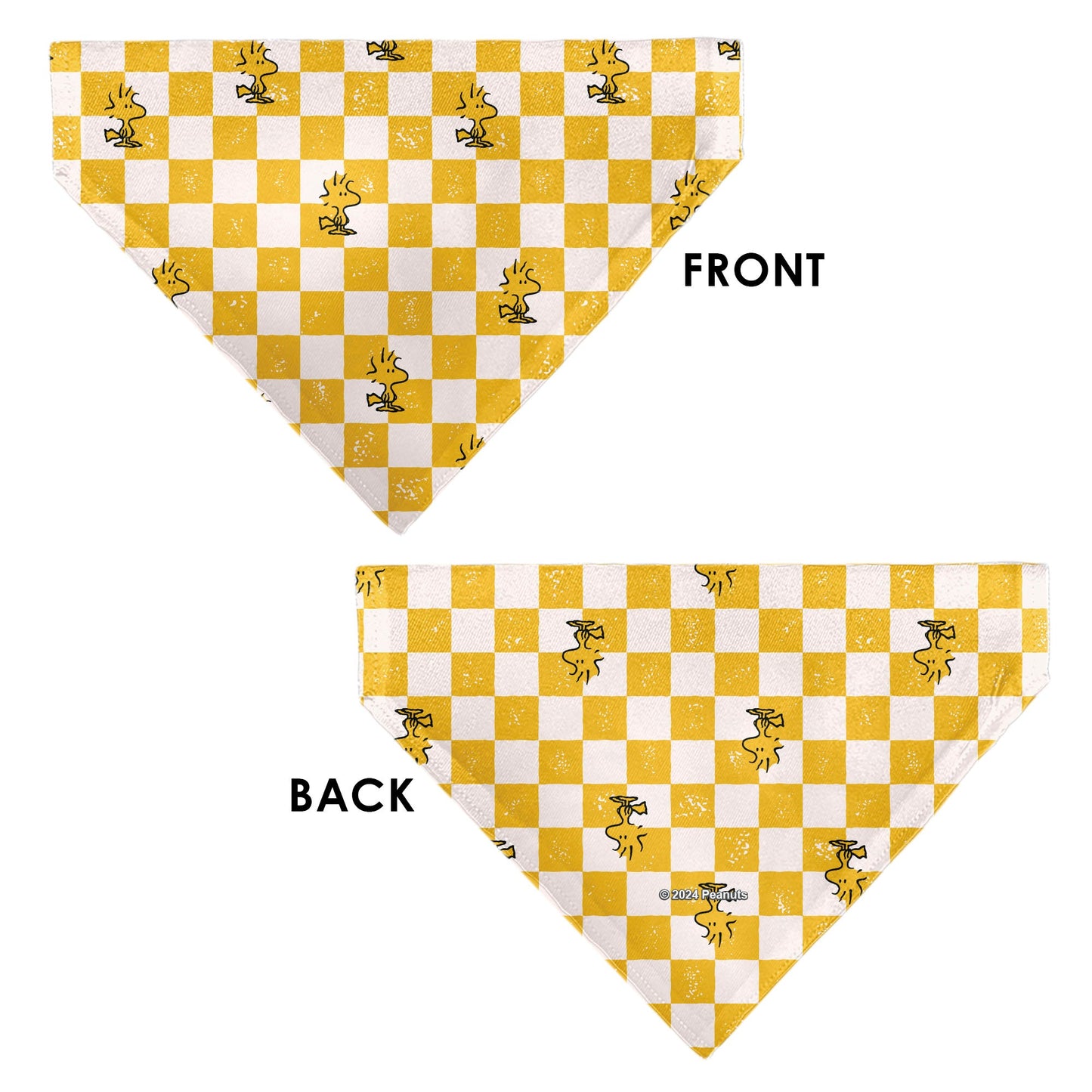 Pet Bandana - Peanuts Woodstock Pose Checker Yellow/White