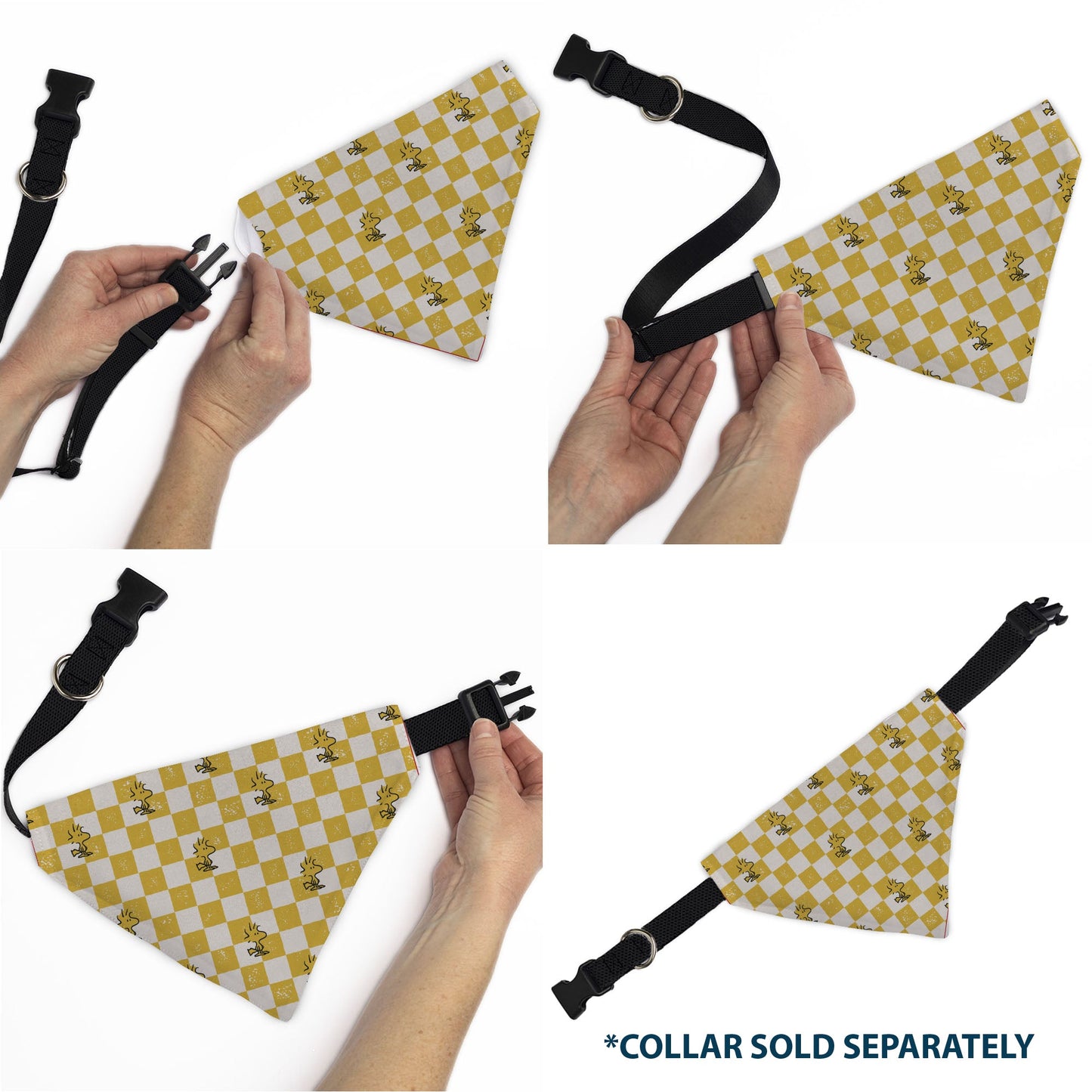 Pet Bandana - Peanuts Woodstock Pose Checker Yellow/White