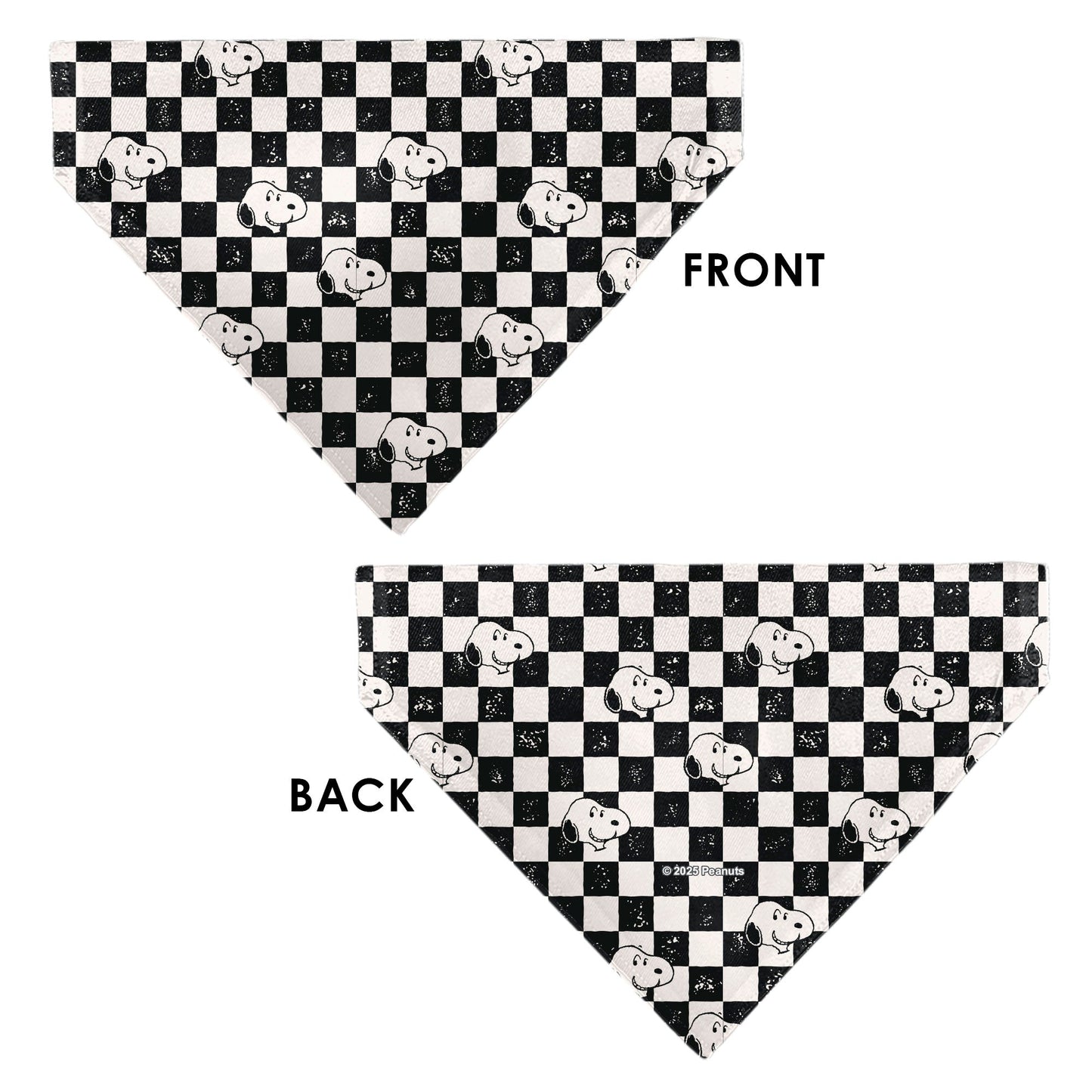 Pet Bandana - Peanuts Snoopy Smiling Face Checker Black/White