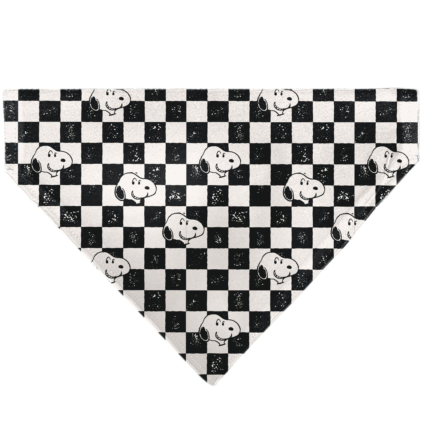 Pet Bandana - Peanuts Snoopy Smiling Face Checker Black/White