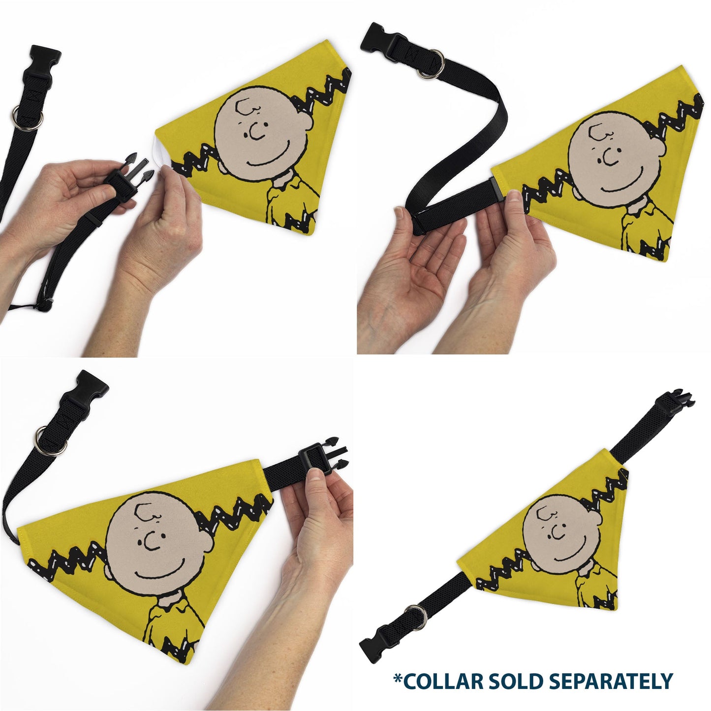 Pet Bandana - Peanuts Charlie Brown Smiling Face Pose with Stripe Yellow