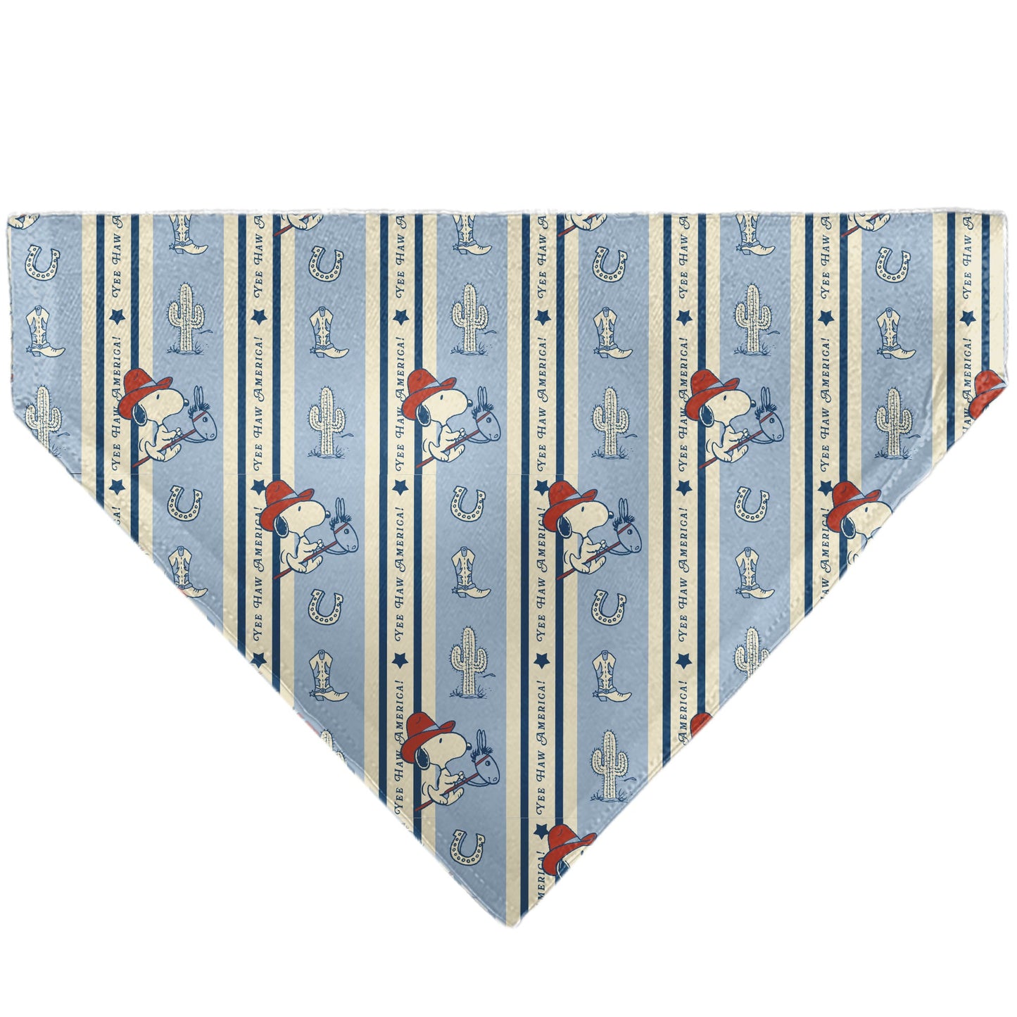 Pet Bandana - Peanuts Snoopy YEE HAW AMERICA Pose and Icons Ivory/Blues/Red