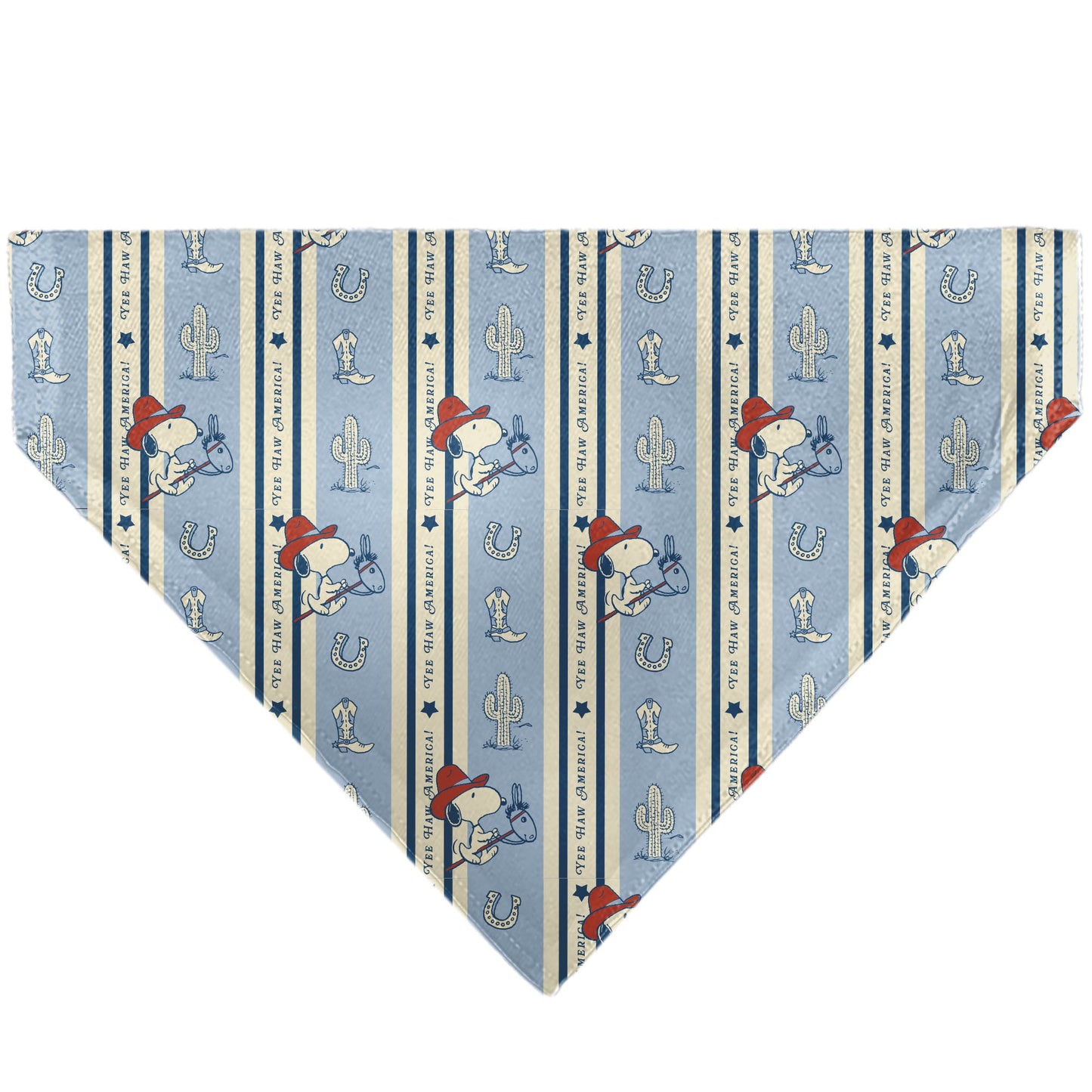 Pet Bandana - Peanuts Snoopy YEE HAW AMERICA Pose and Icons Ivory/Blues/Red