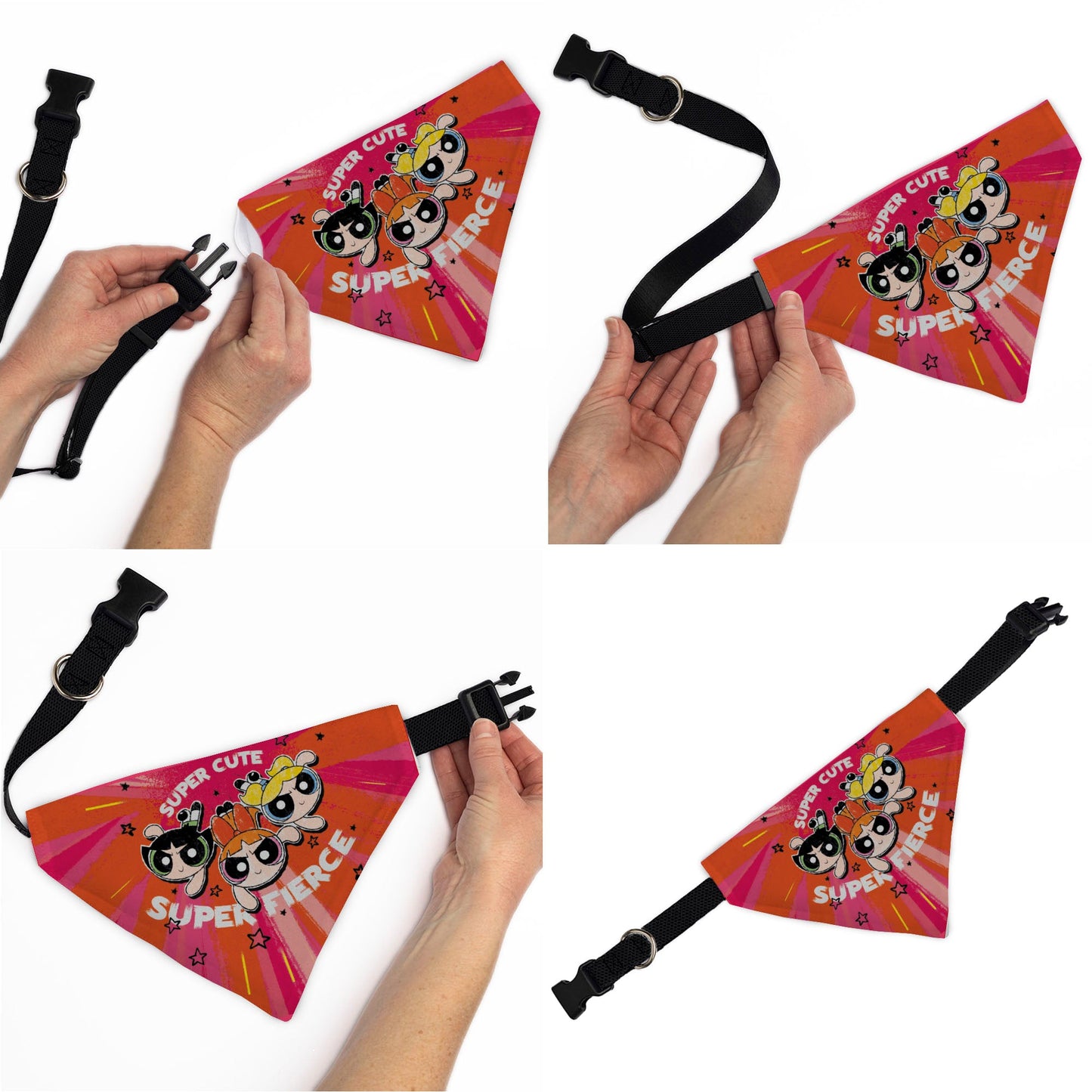 Pet Bandana - Powerpuff Girls SUPER CUTE SUPER FIERCE Group Pose Pinks