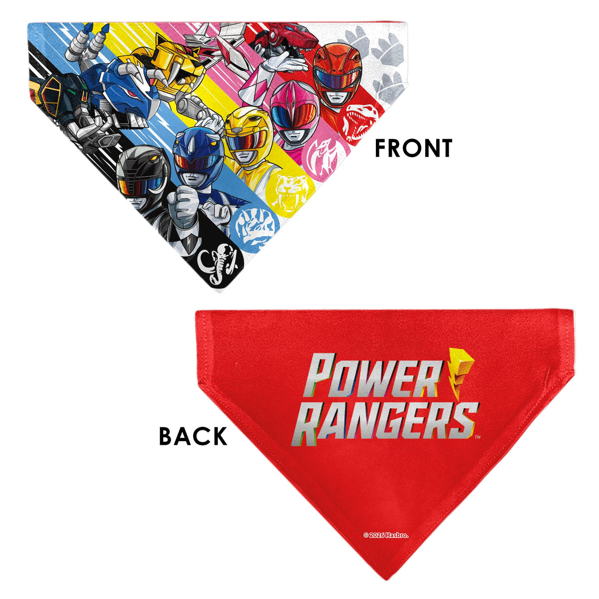 Pet Bandana - Power Rangers Pose and Zord Stripes Multi Color