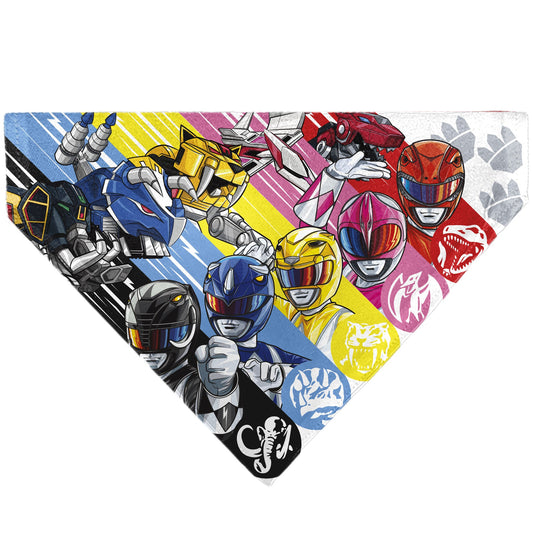 Pet Bandana - Power Rangers Pose and Zord Stripes Multi Color