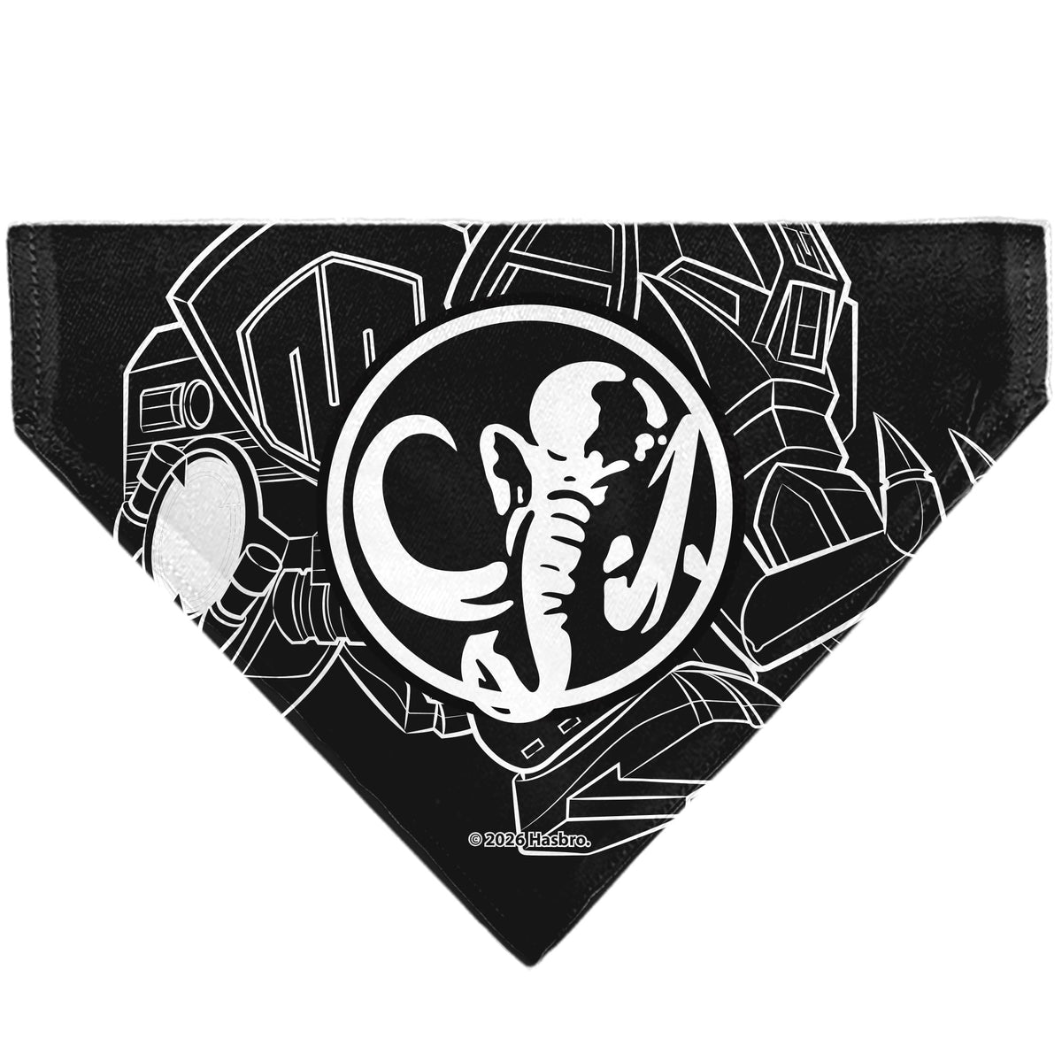 Pet Bandana - POWER RANGERS Black Mastodon Coin Icon and Zord Black/White