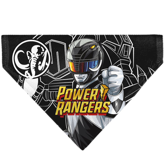 Pet Bandana - POWER RANGERS Black Mastodon Coin Icon and Zord Black/White