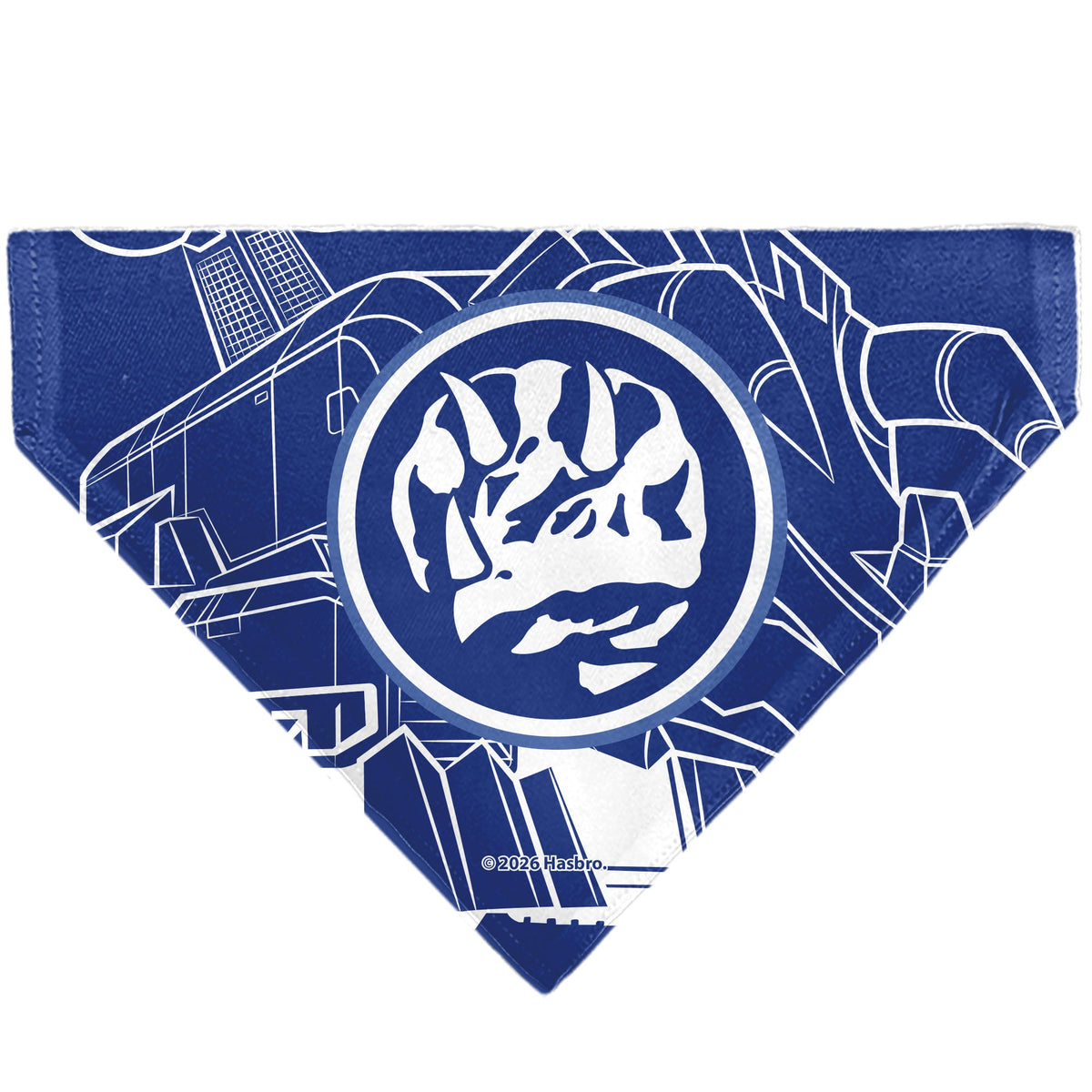 Pet Bandana - POWER RANGERS Blue Ranger Triceratops Coin Icon and Zord Blue/White