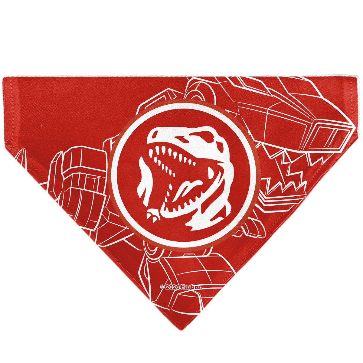 Pet Bandana - POWER RANGERS Red Ranger Tyrannosaurus Rex Coin Icon and Zord Red/White