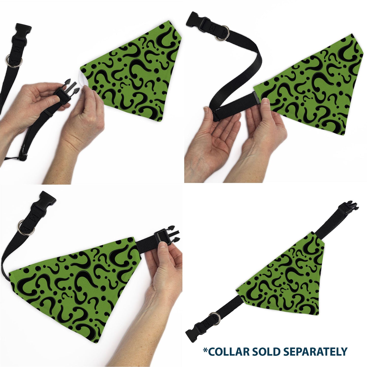Pet Bandana - The Riddler Question Mark Logo Scattered Green/Black