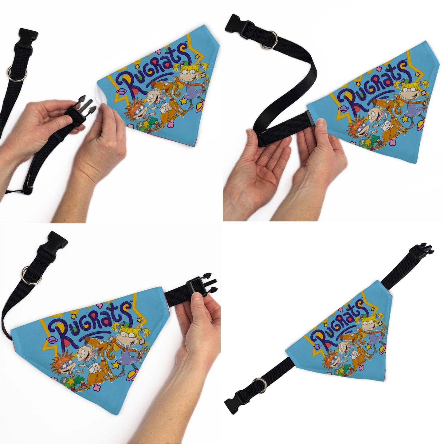 Pet Bandana - RUGRATS Four Character Group Pose and Title Logo Light Blue
