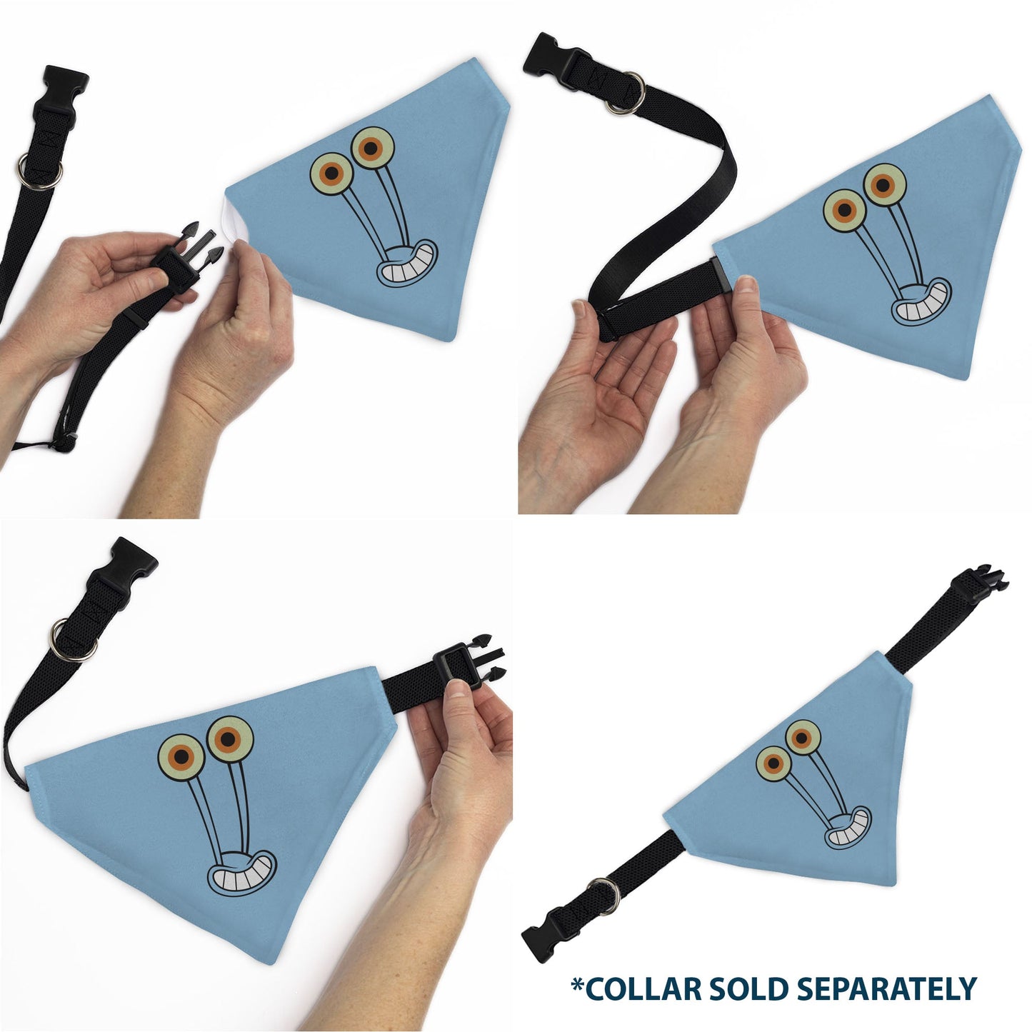 Pet Bandana - GARY the Snail Smiling Face Close-Up and Text Blue/Pinks