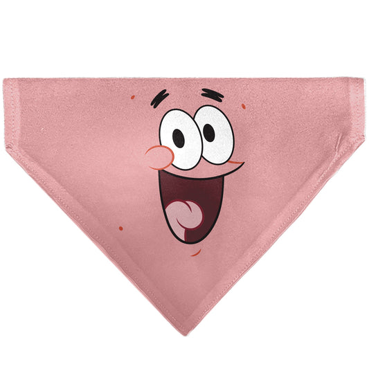 Pet Bandana - PATRICK Star Smiling Face Close-Up and Text Pinks/Reds