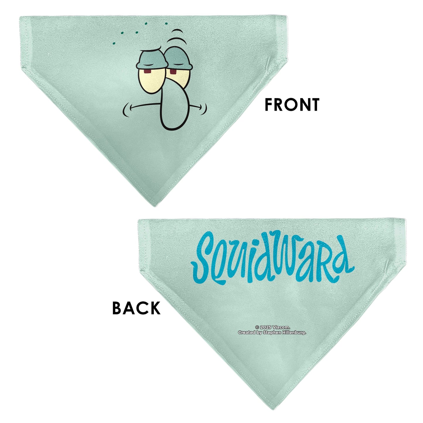 Pet Bandana - SQUIDWARD Frowning Face Close-Up and Text Blues