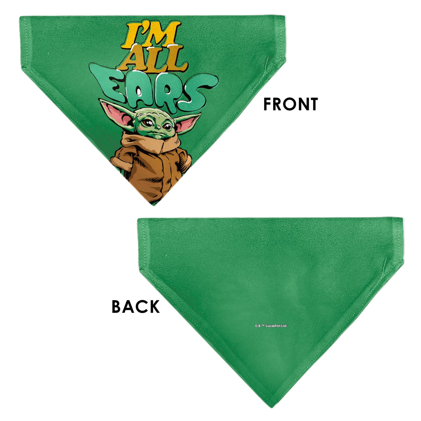 Pet Bandana - Star Wars Grogu I'M ALL EARS Pose Green