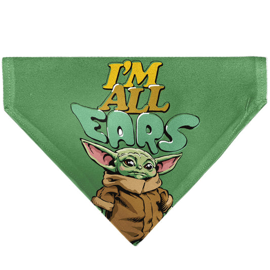 Pet Bandana - Star Wars Grogu I'M ALL EARS Pose Green