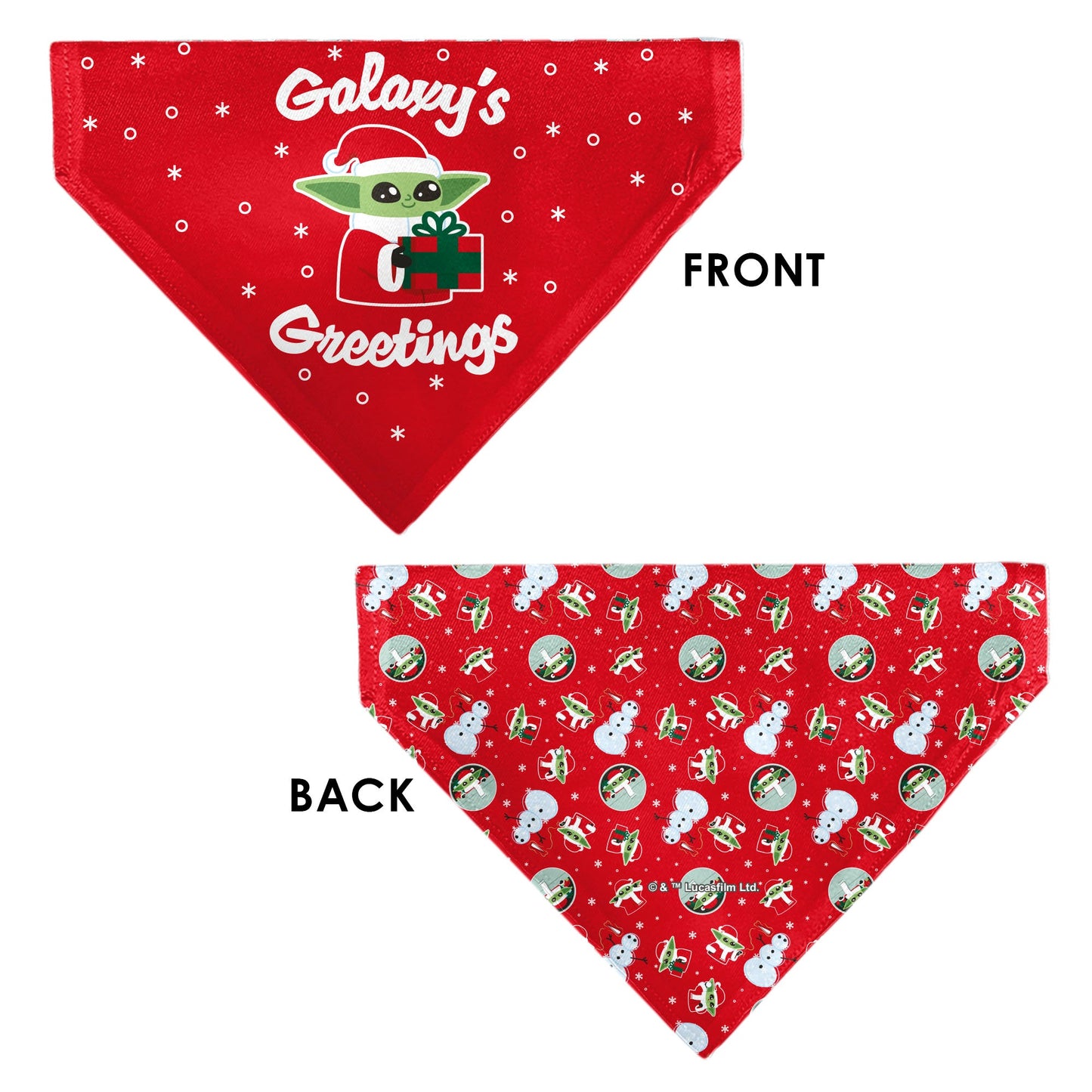 Pet Bandana - Star Wars Holiday Grogu Baby Yoga GALAXY GREETING'S Pose and Icons Red