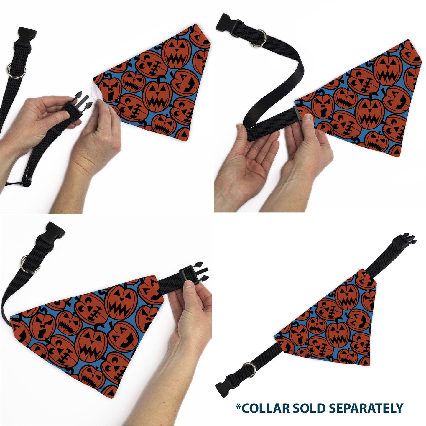 Pet Bandana - Jack-o'-Lanterns Blue