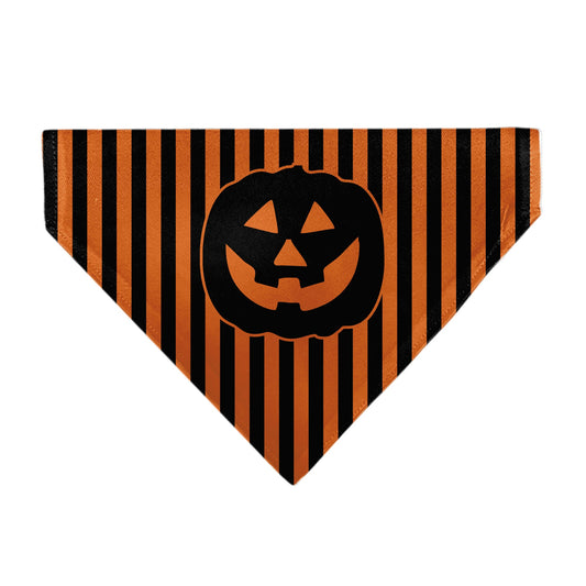 Pet Bandana - Jack-o'-Lantern Pumpkin Stripe Orange/Black