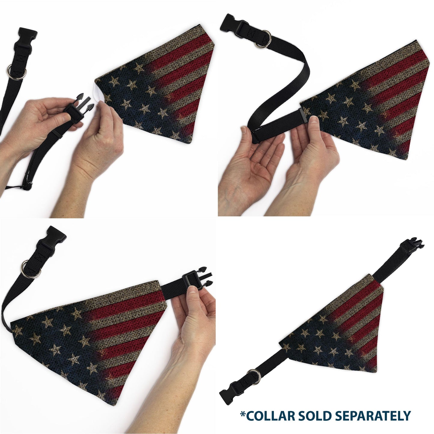 Pet Bandana - Vintage US Flag Stretch