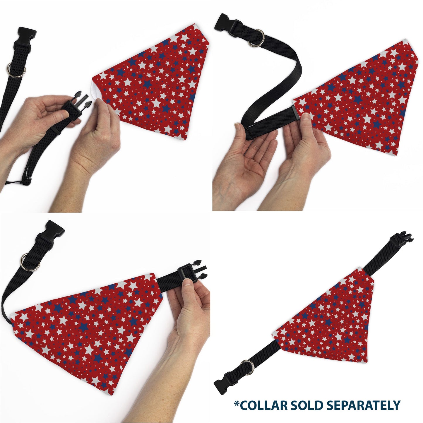 Pet Bandana - Americana Stars Scattered Red/White/Blue