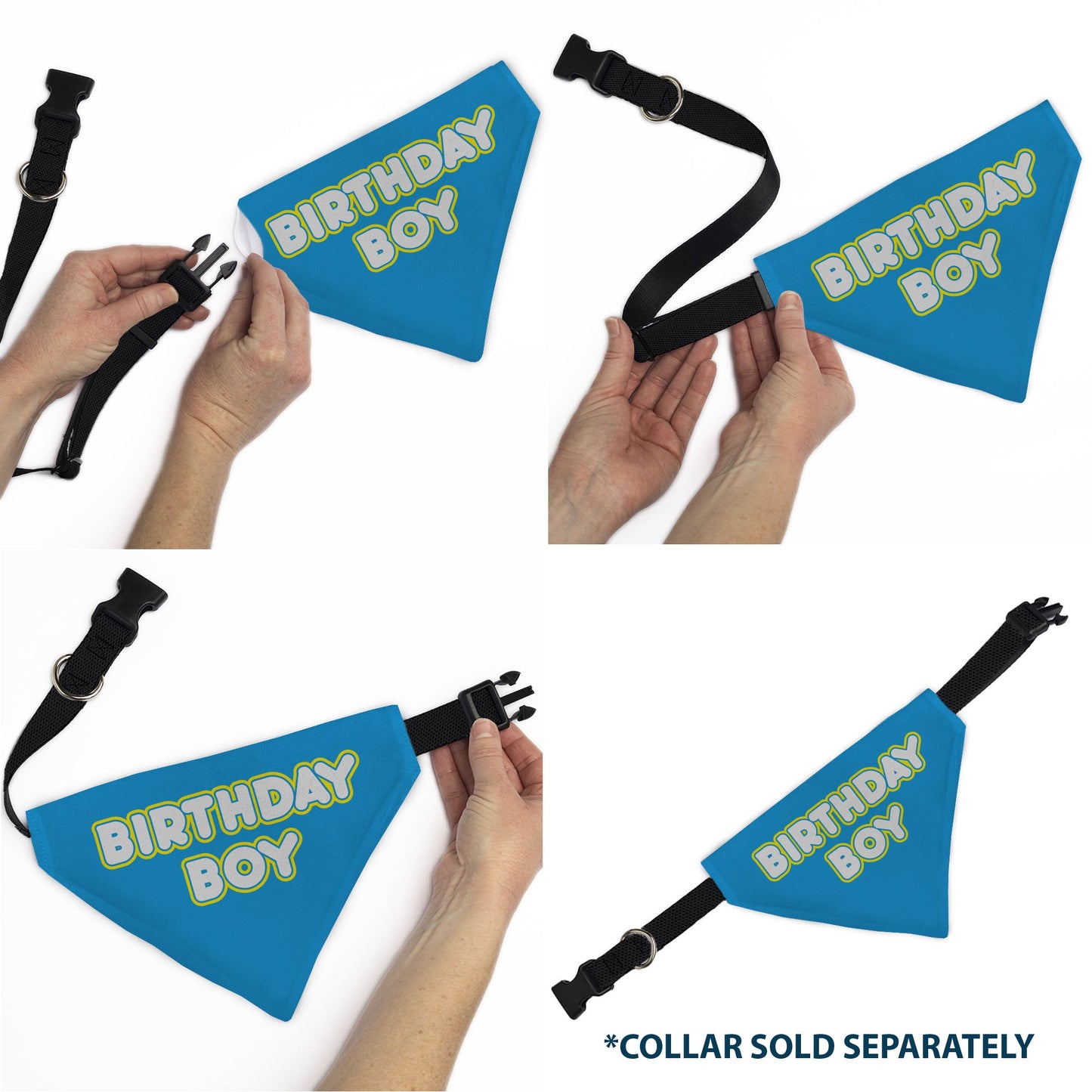 Pet Bandana - BIRTHDAY BOY Text Blue/Yellow/White