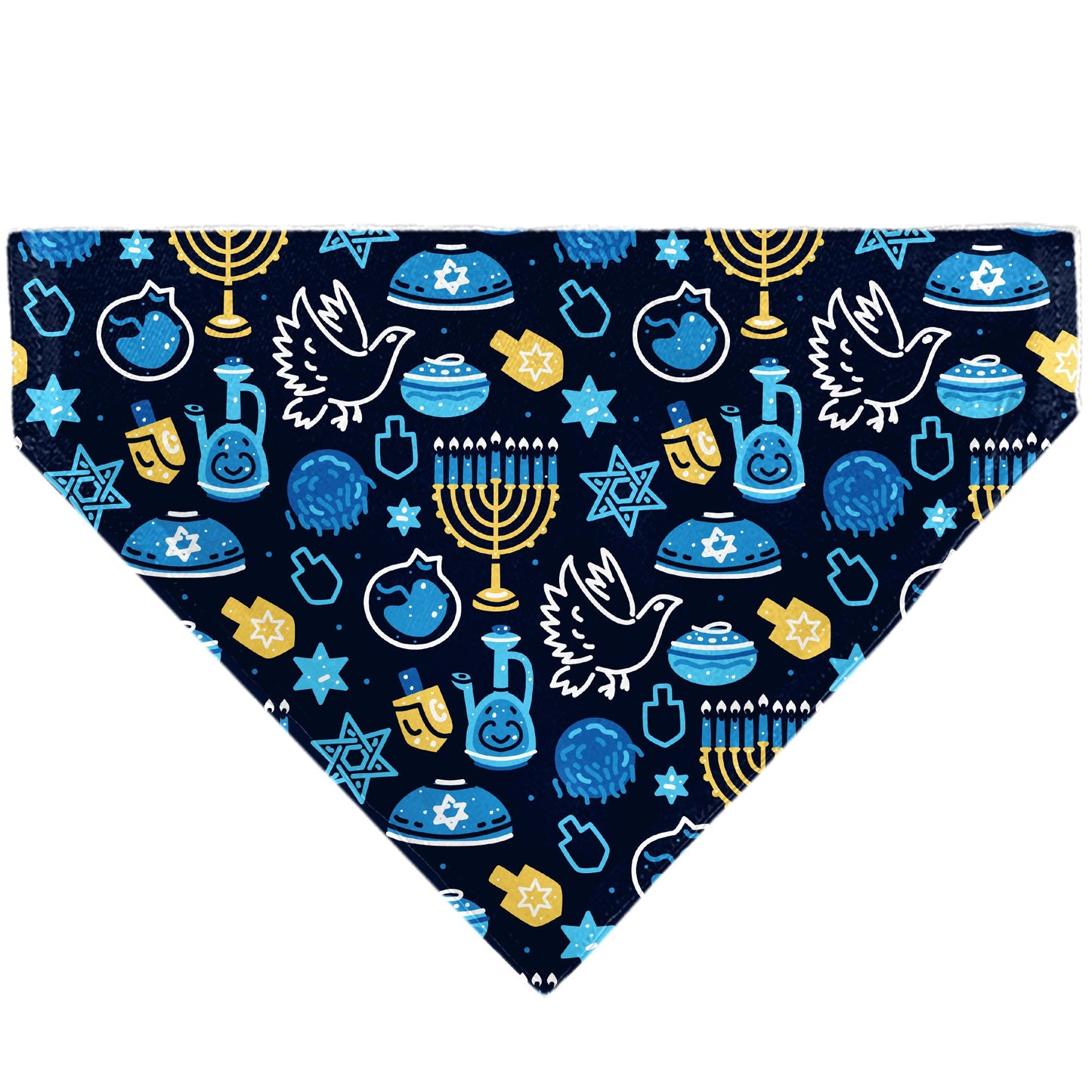 Pet Bandana - Hanukkah Holiday Symbols Black/Blues/Yellow