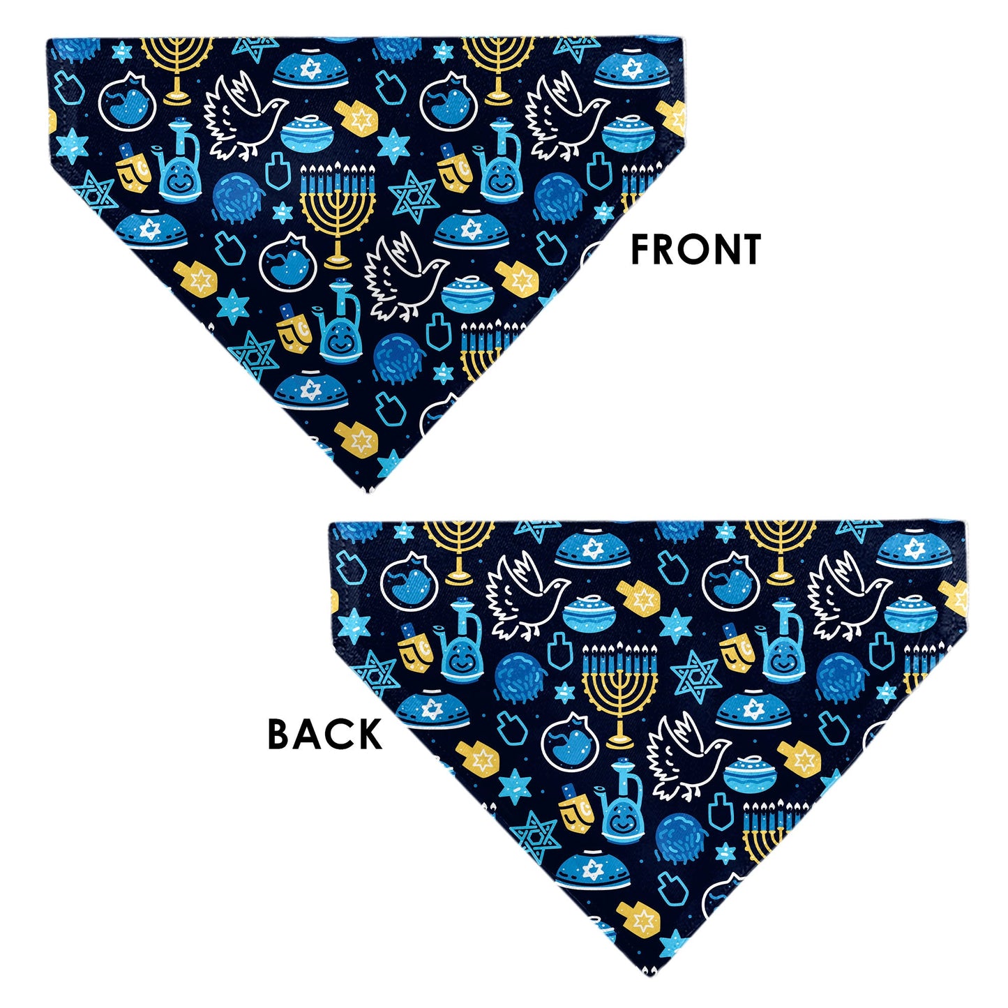 Pet Bandana - Hanukkah Holiday Symbols Black/Blues/Yellow